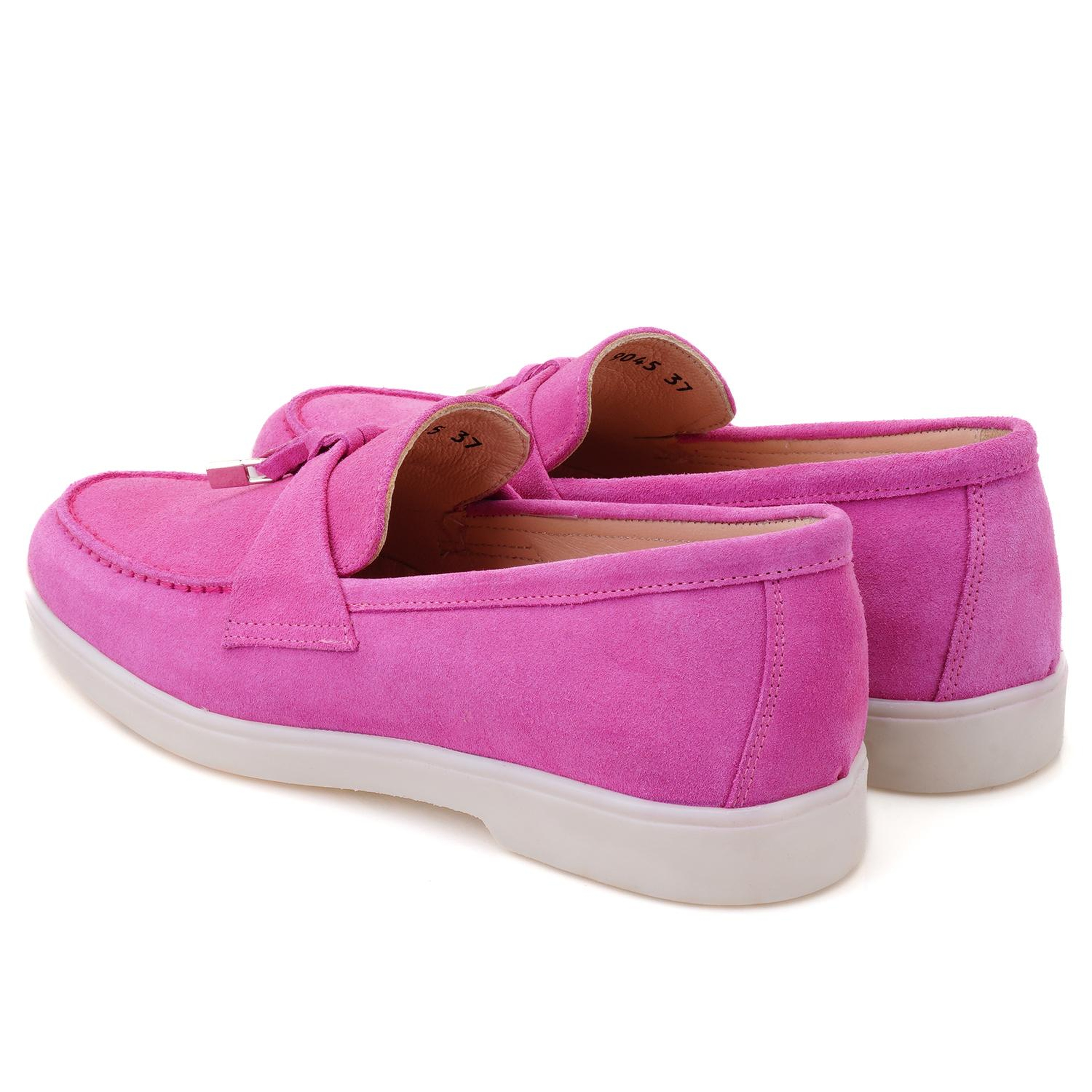 Kadın Pembe Süet Deri Loafer