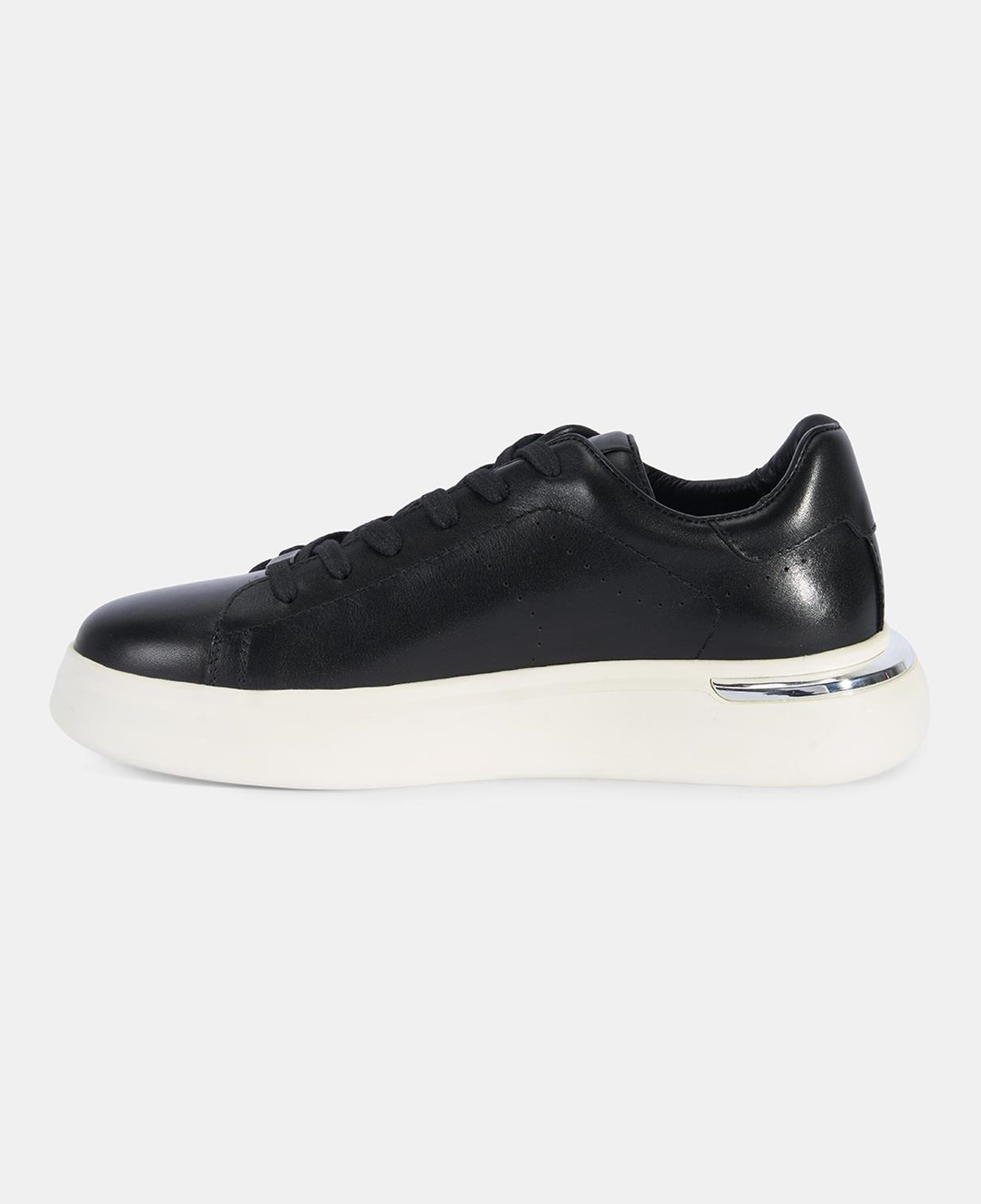 Erkek Siyah DesaComfort Kalın Tabanlı Deri Sneaker