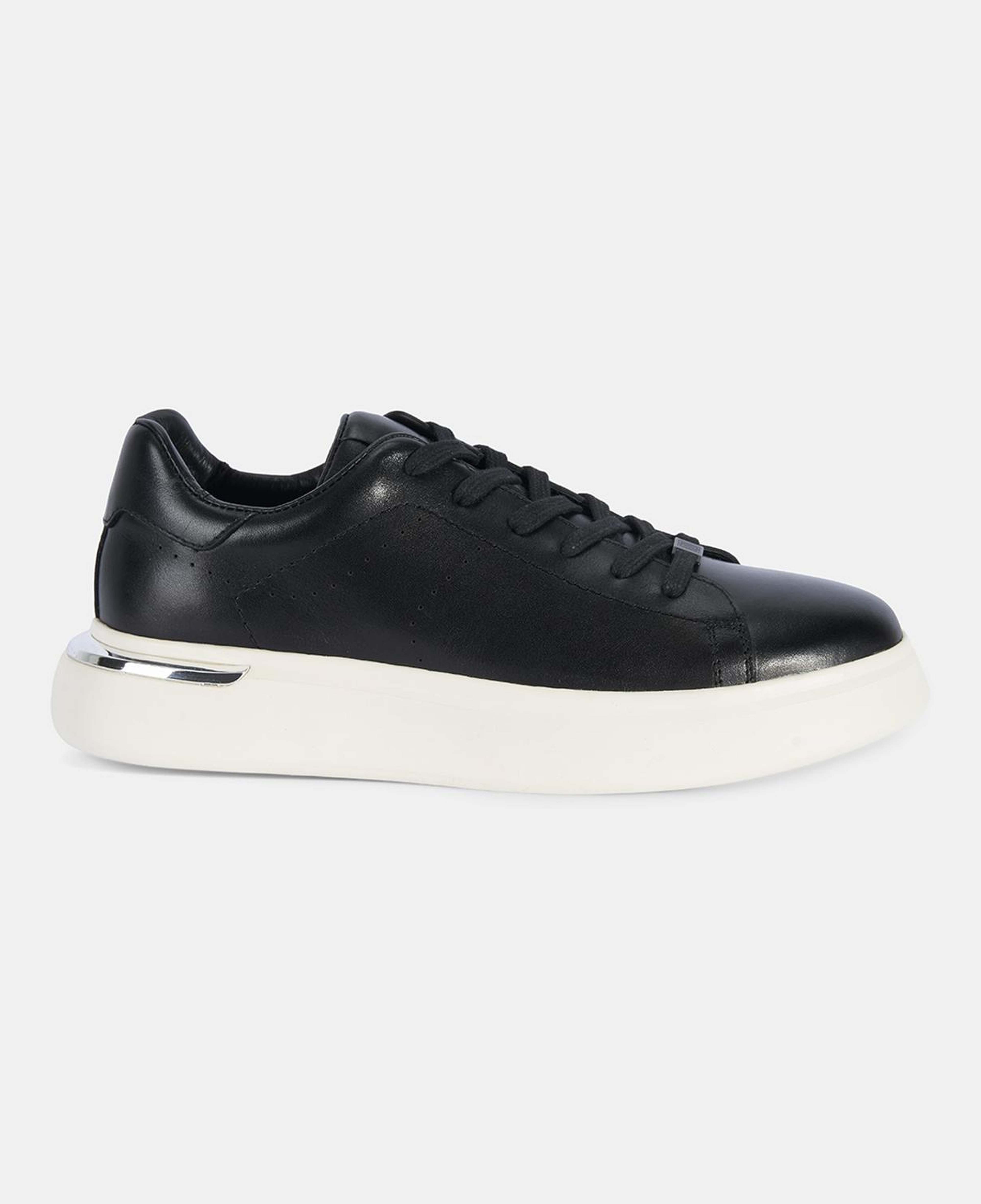 Erkek Siyah DesaComfort Kalın Tabanlı Deri Sneaker
