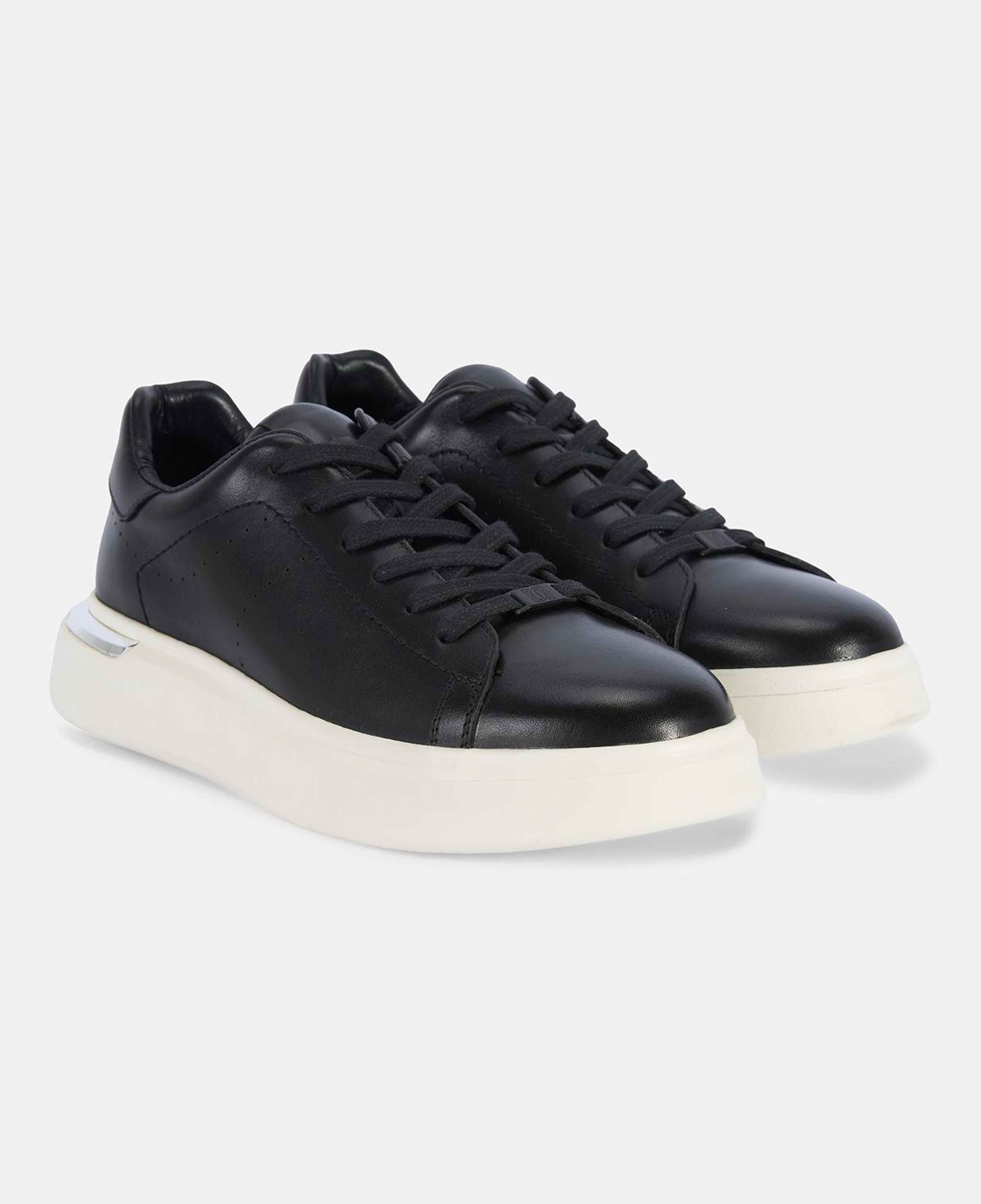 Erkek Siyah DesaComfort Kalın Tabanlı Deri Sneaker