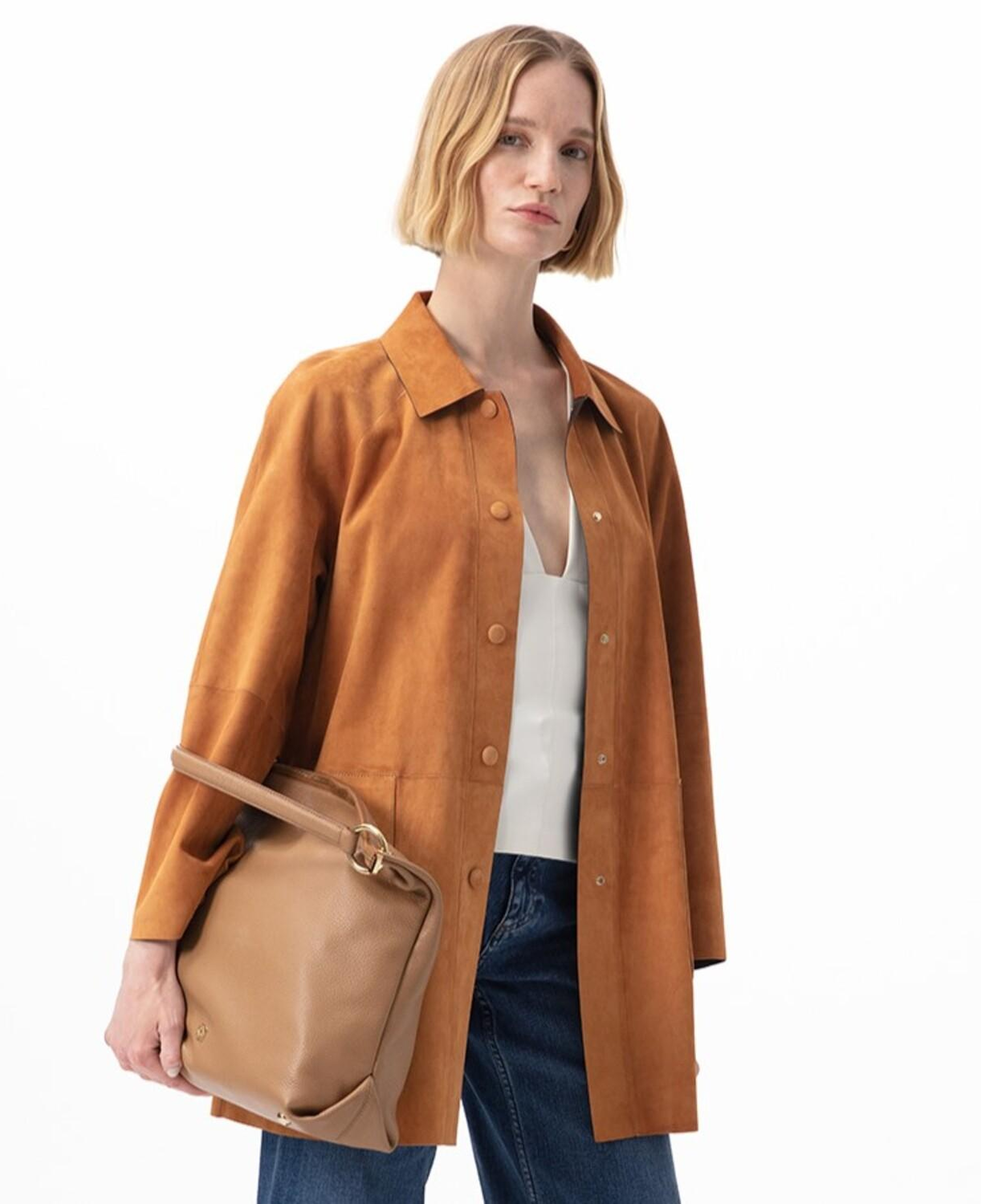 Sienna Konyak Kadın Çift Taraflı Süet Deri Pardösü