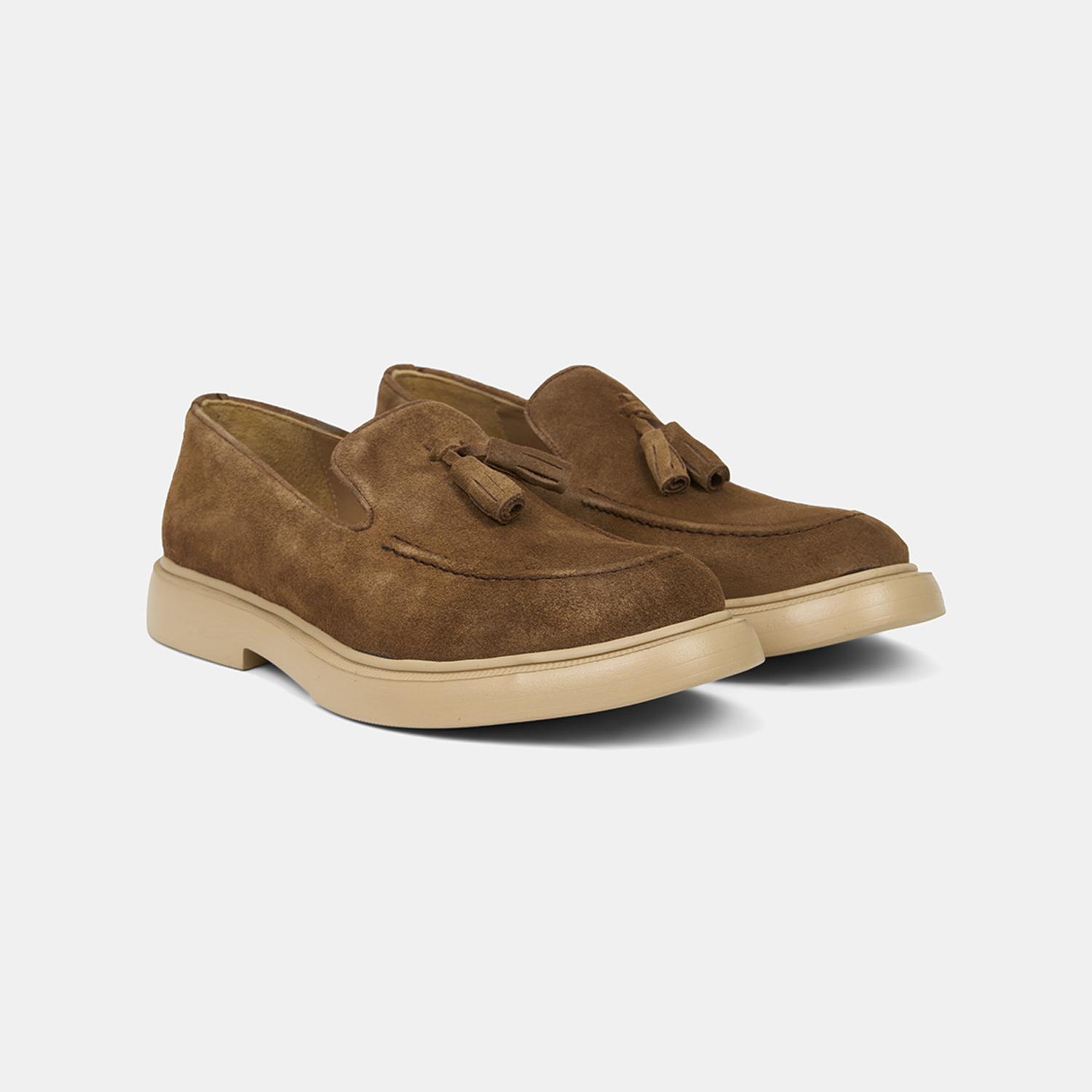 Erkek Taba Püskül Detaylı Klasik Süet Loafer