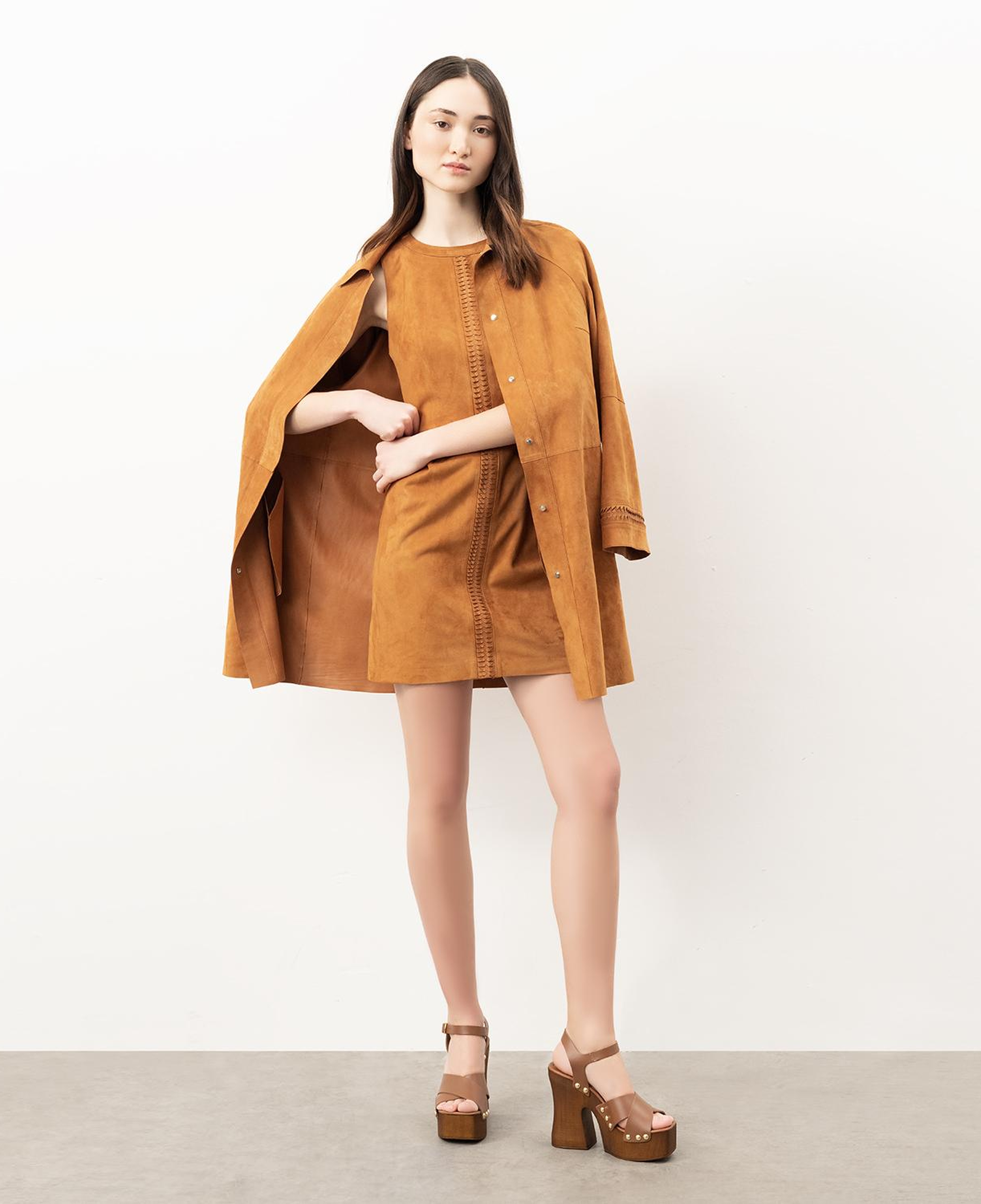 Ysabel Konyak Kadın Süet Deri Pardösü