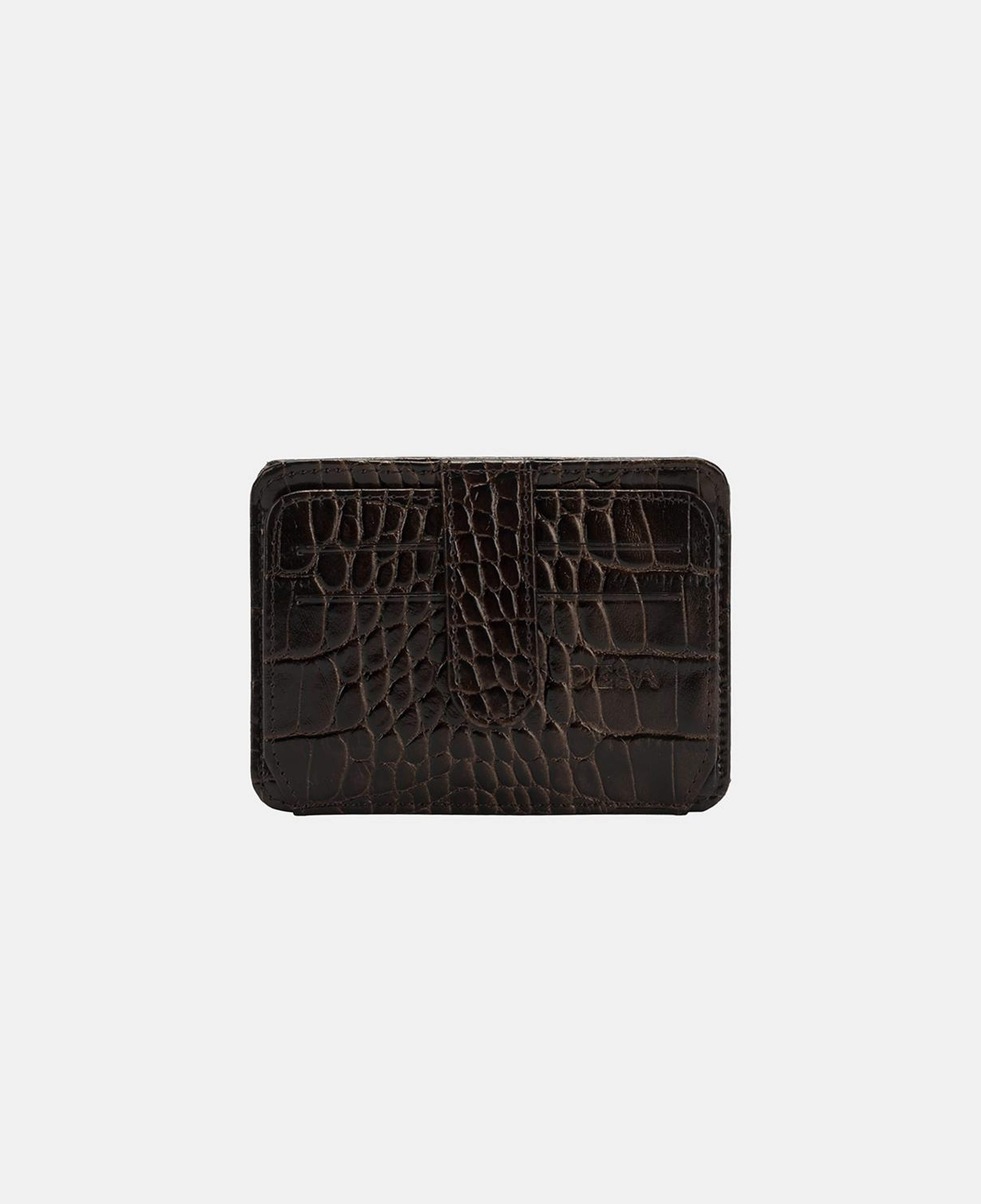 Kahve Kroko Baskılı Unisex Deri Kartlık