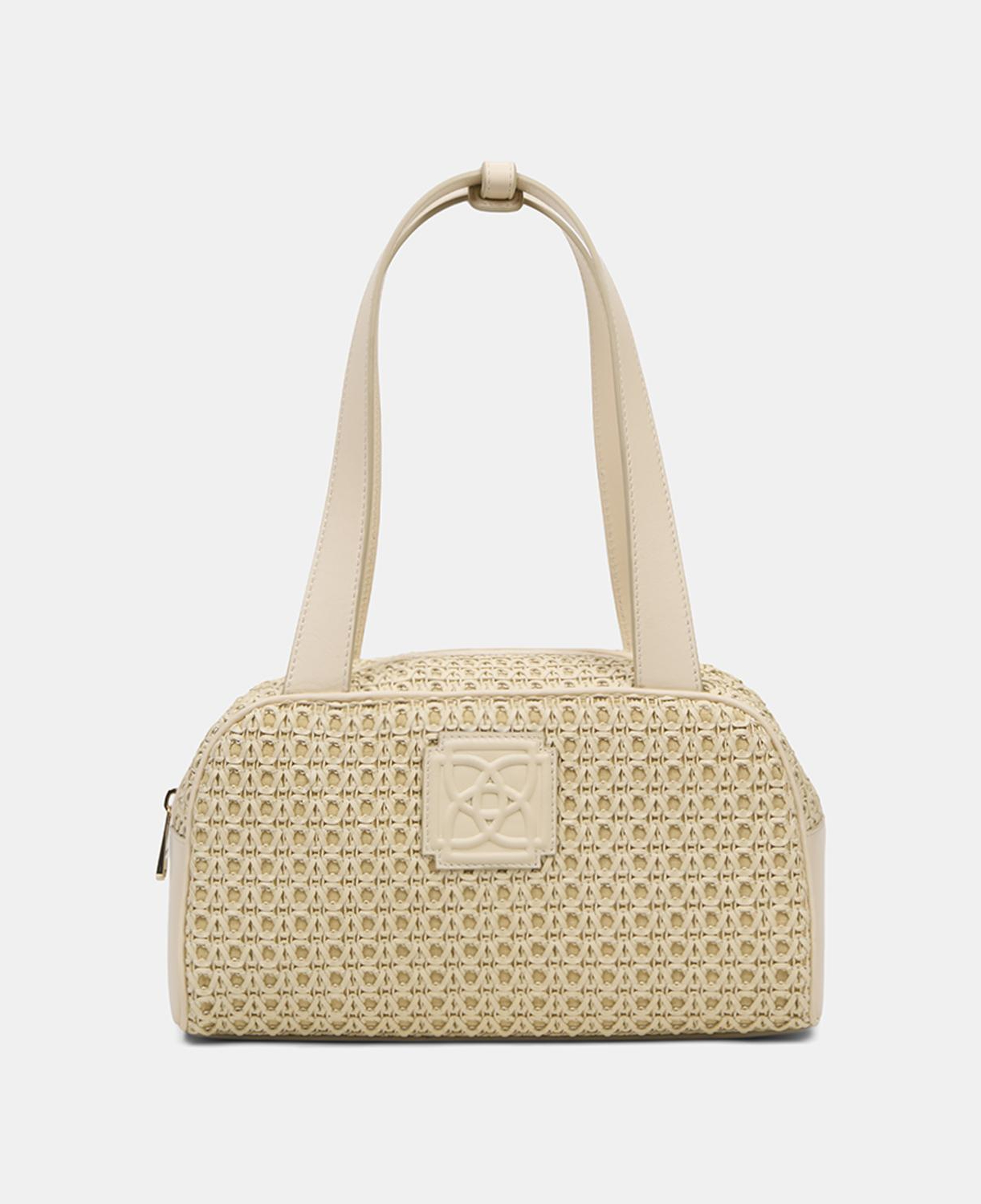 Kadın Bej Örgü Detaylı Logolu Omuz Çantası