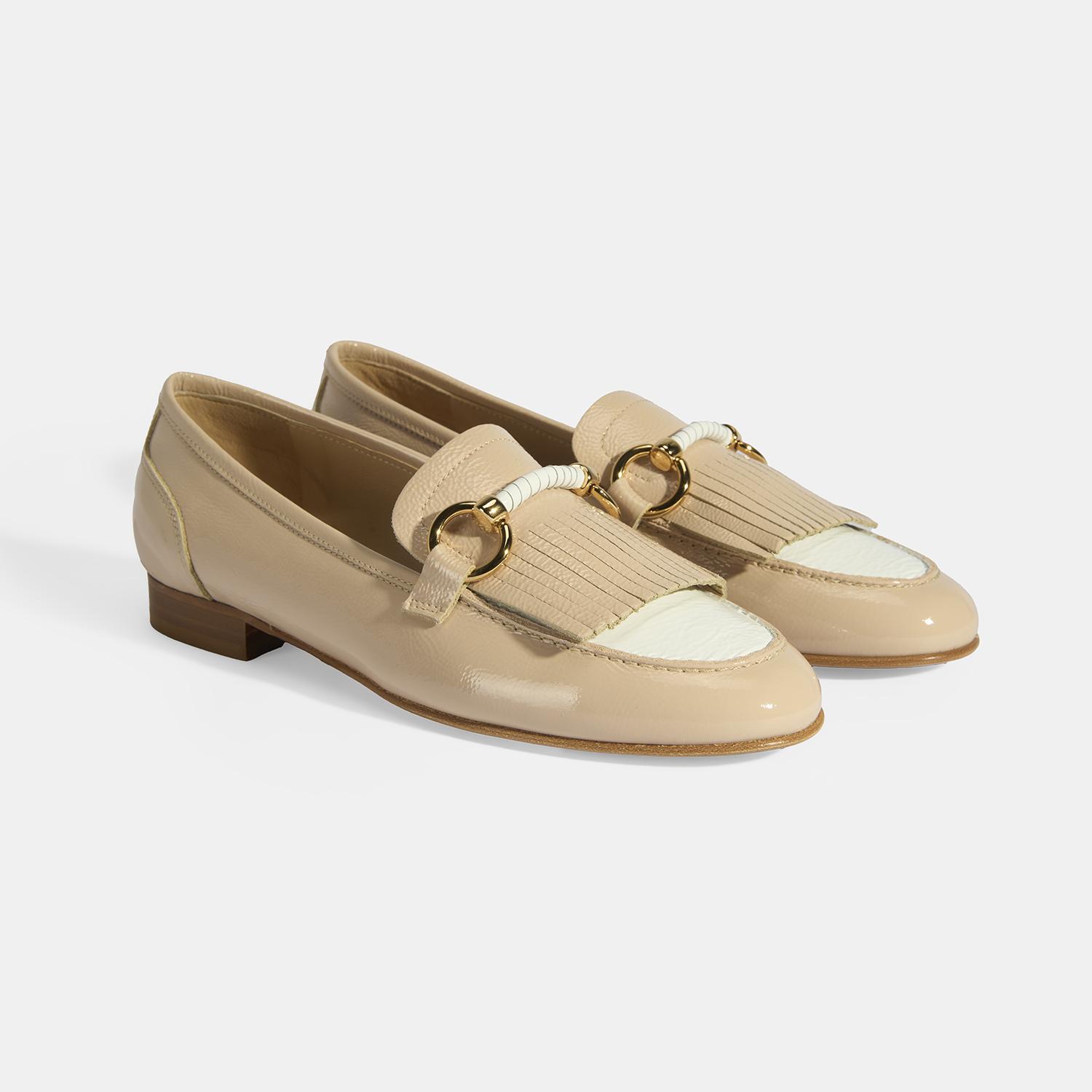 Luca Grossi Kadın Ten Toka Aksesuarlı Püsküllü Rugan Loafer