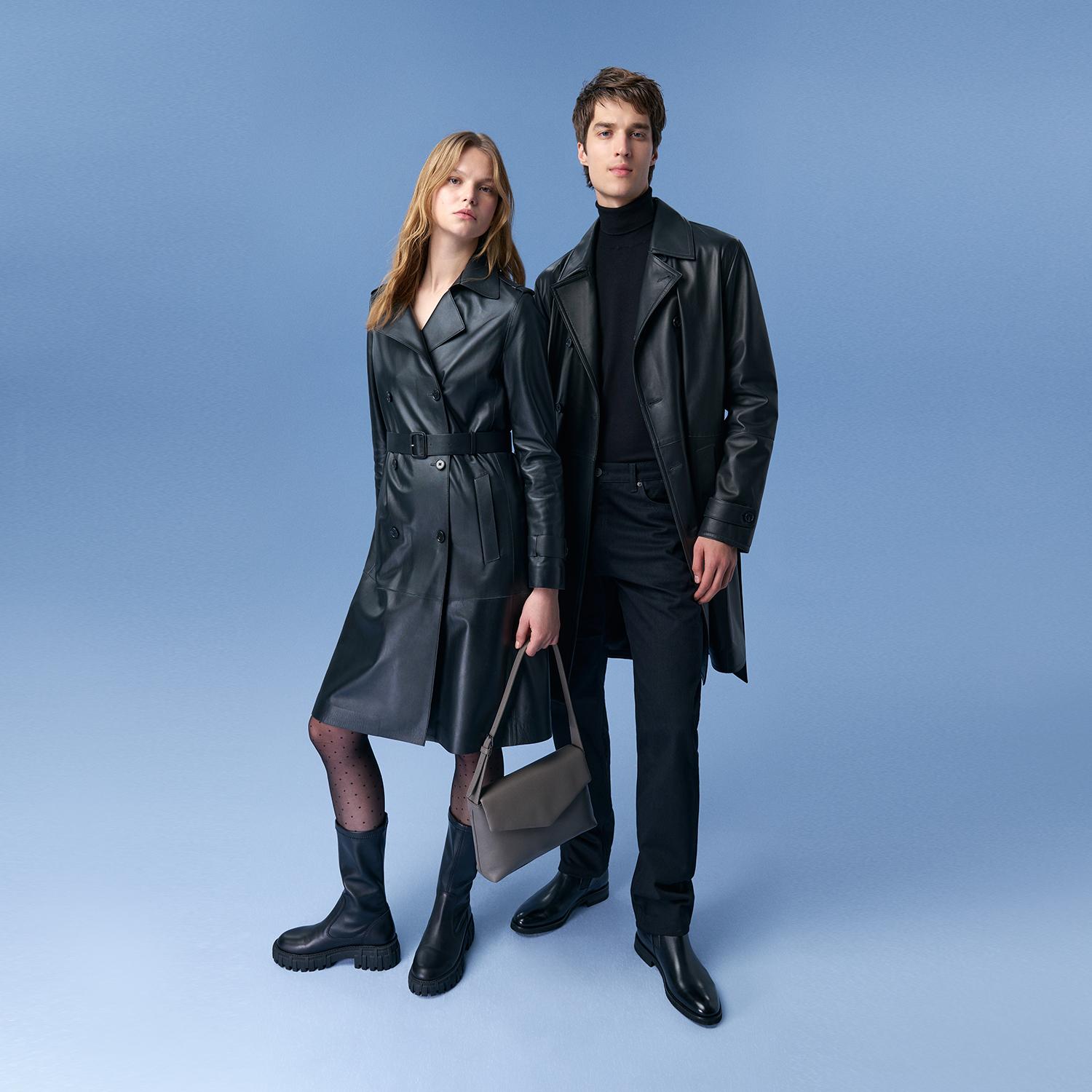 Annily Siyah Kadın Deri Trençkot