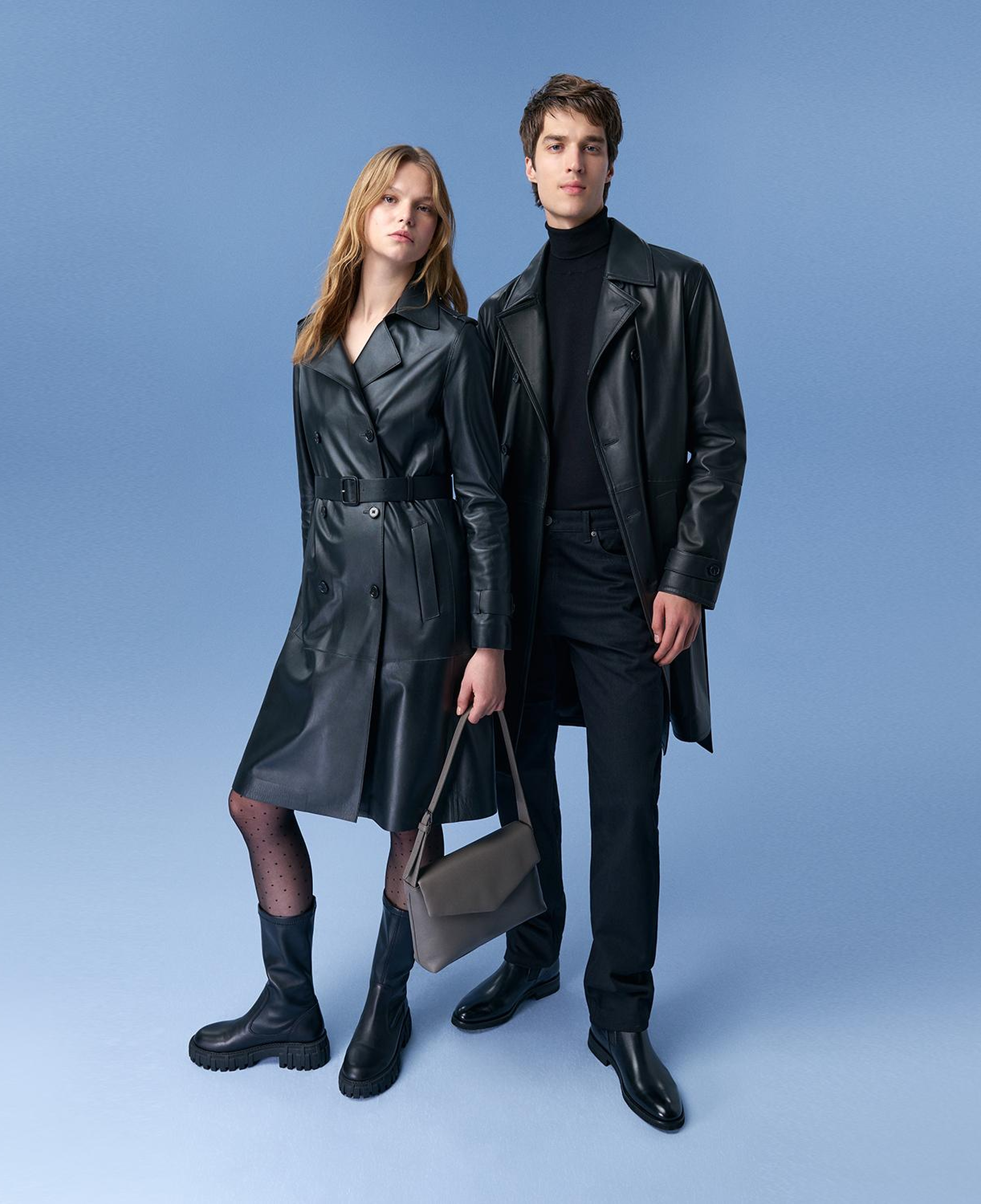 Annily Siyah Kadın Deri Trençkot