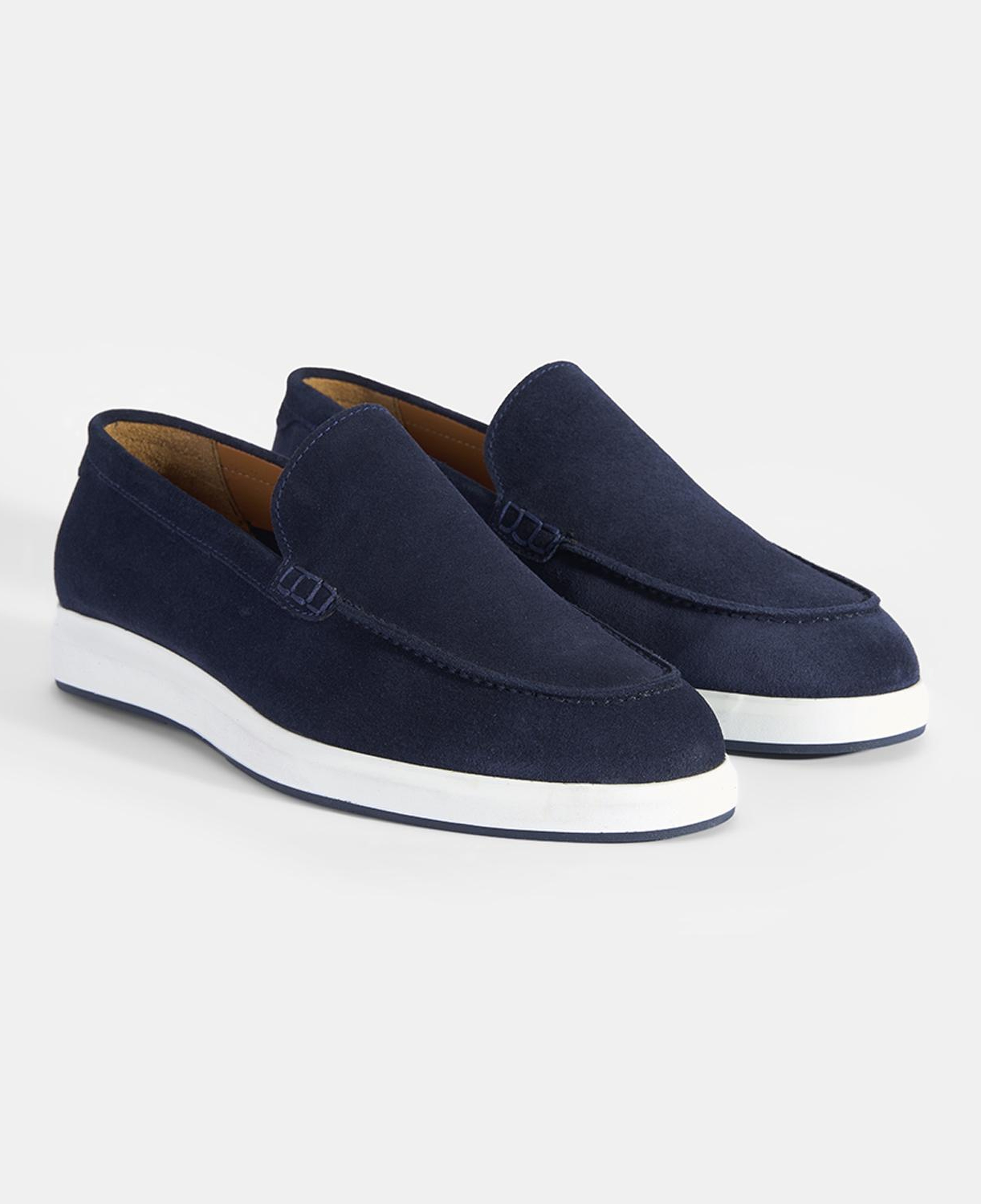 Erkek Lacivert Klasik Beyaz Tabanlı Süet Loafer