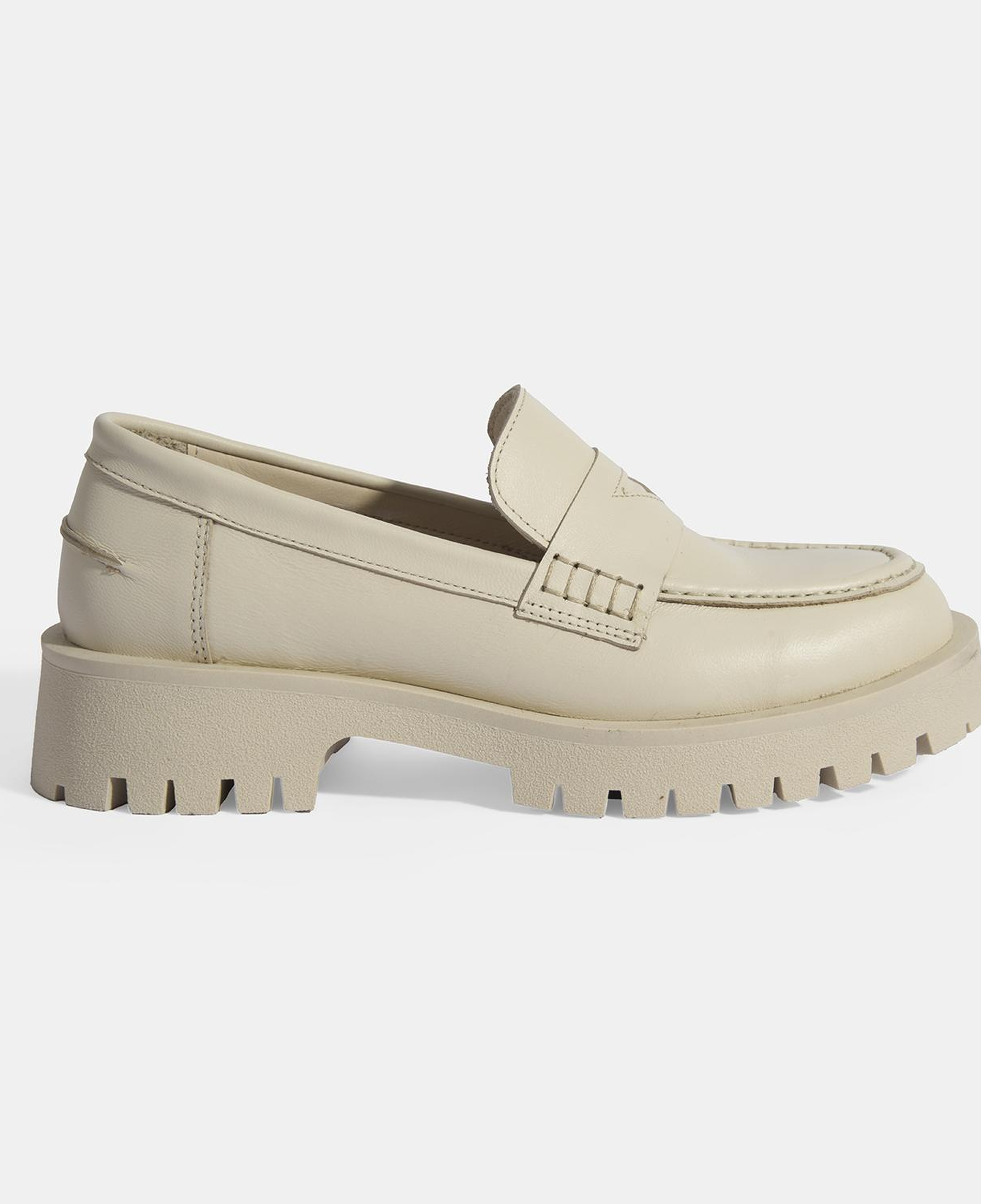 Kadın Bej Slip-On Deri Loafer