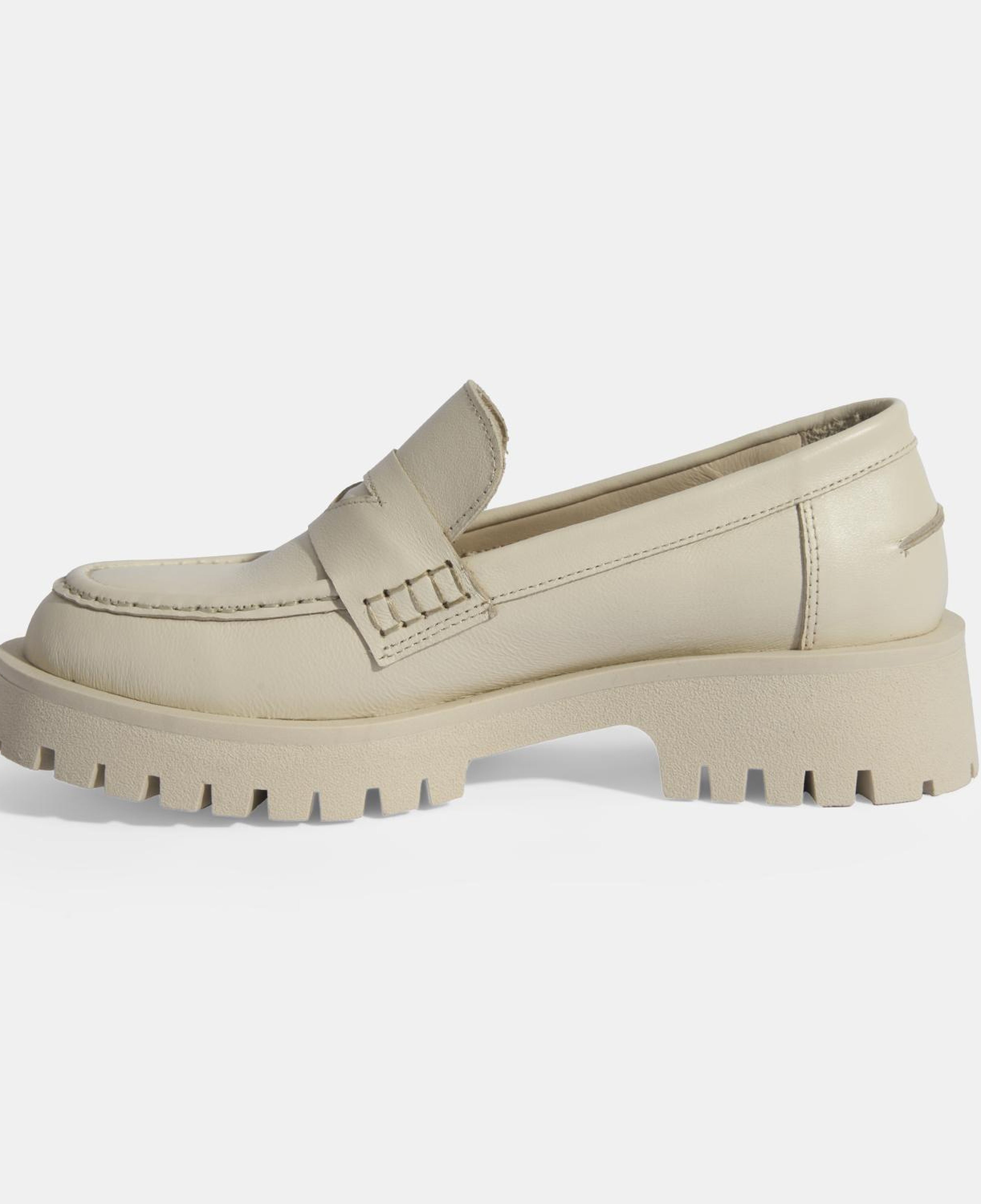 Kadın Bej Slip-On Deri Loafer