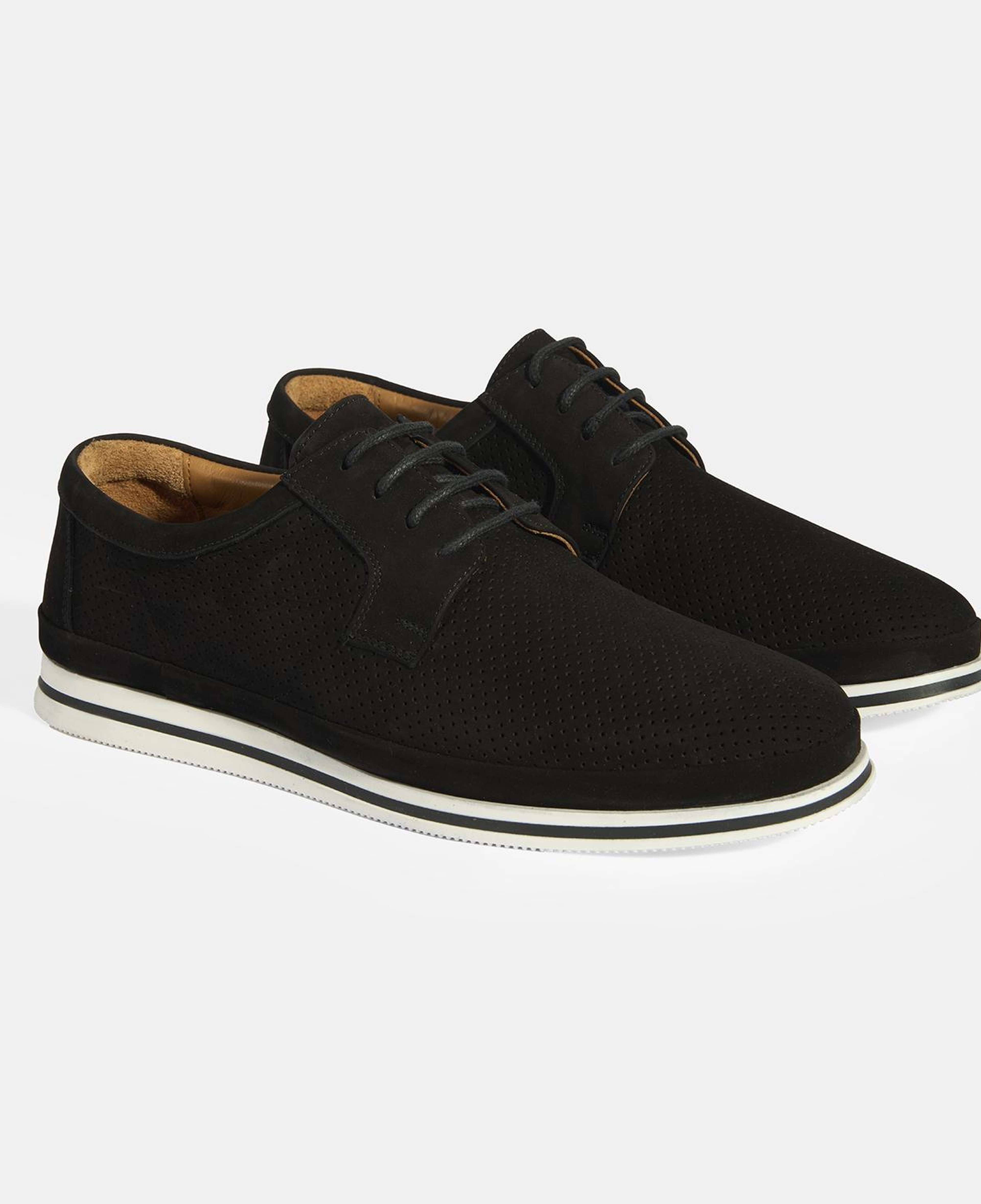 Erkek Siyah Nubuk Deri Bağcıklı Günlük Ayakkabı