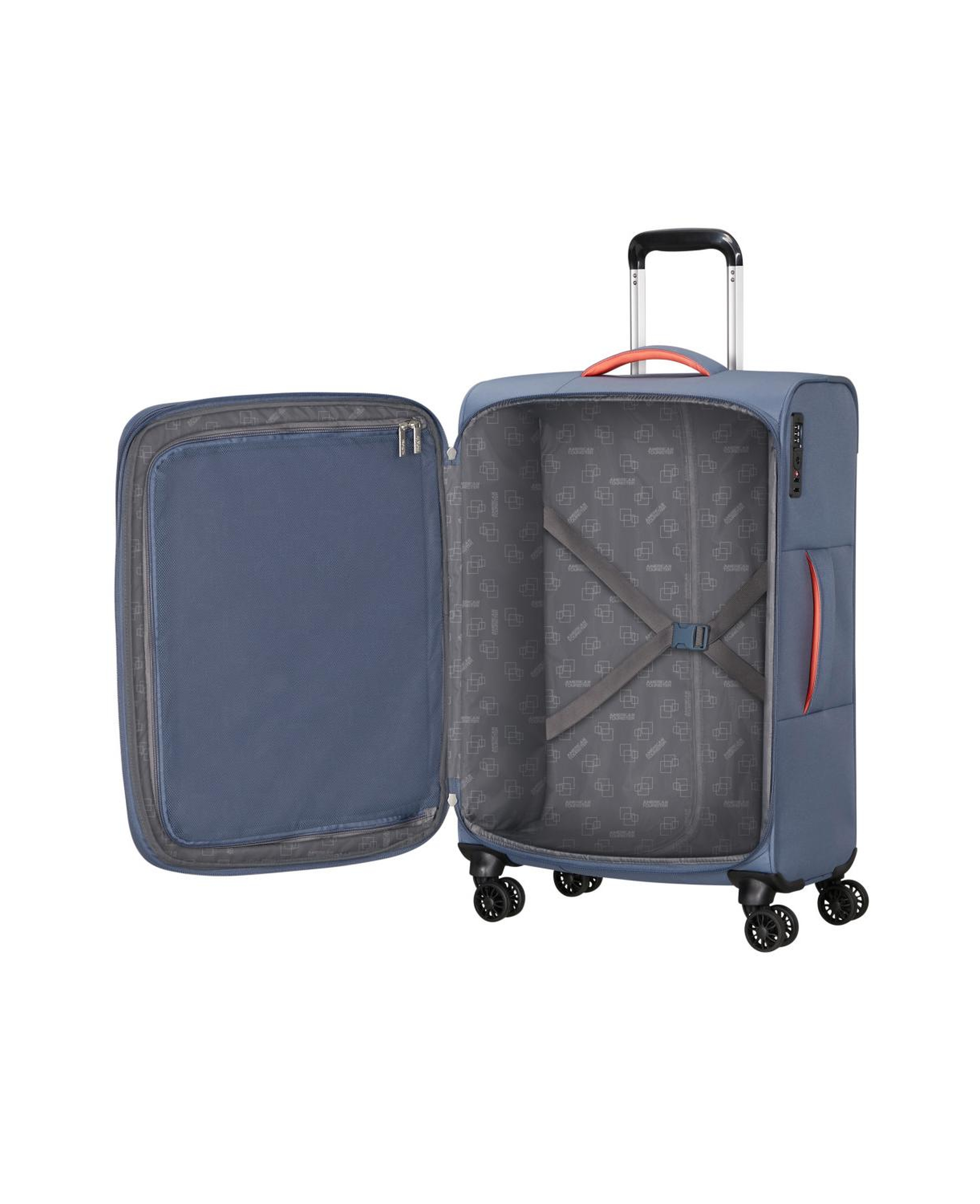 American Tourister Mavi Cloudrider 4 Tekerlekli Orta Boy Valiz 67 cm