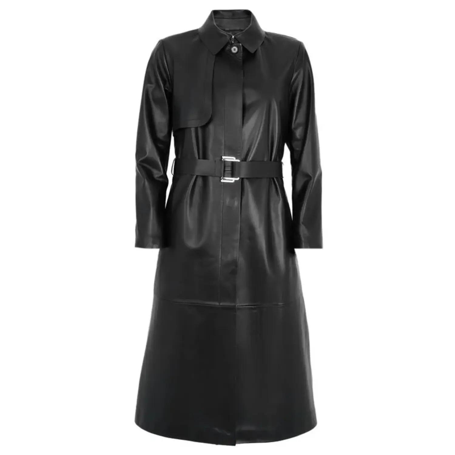 Laira Siyah Kadın Deri Trençkot