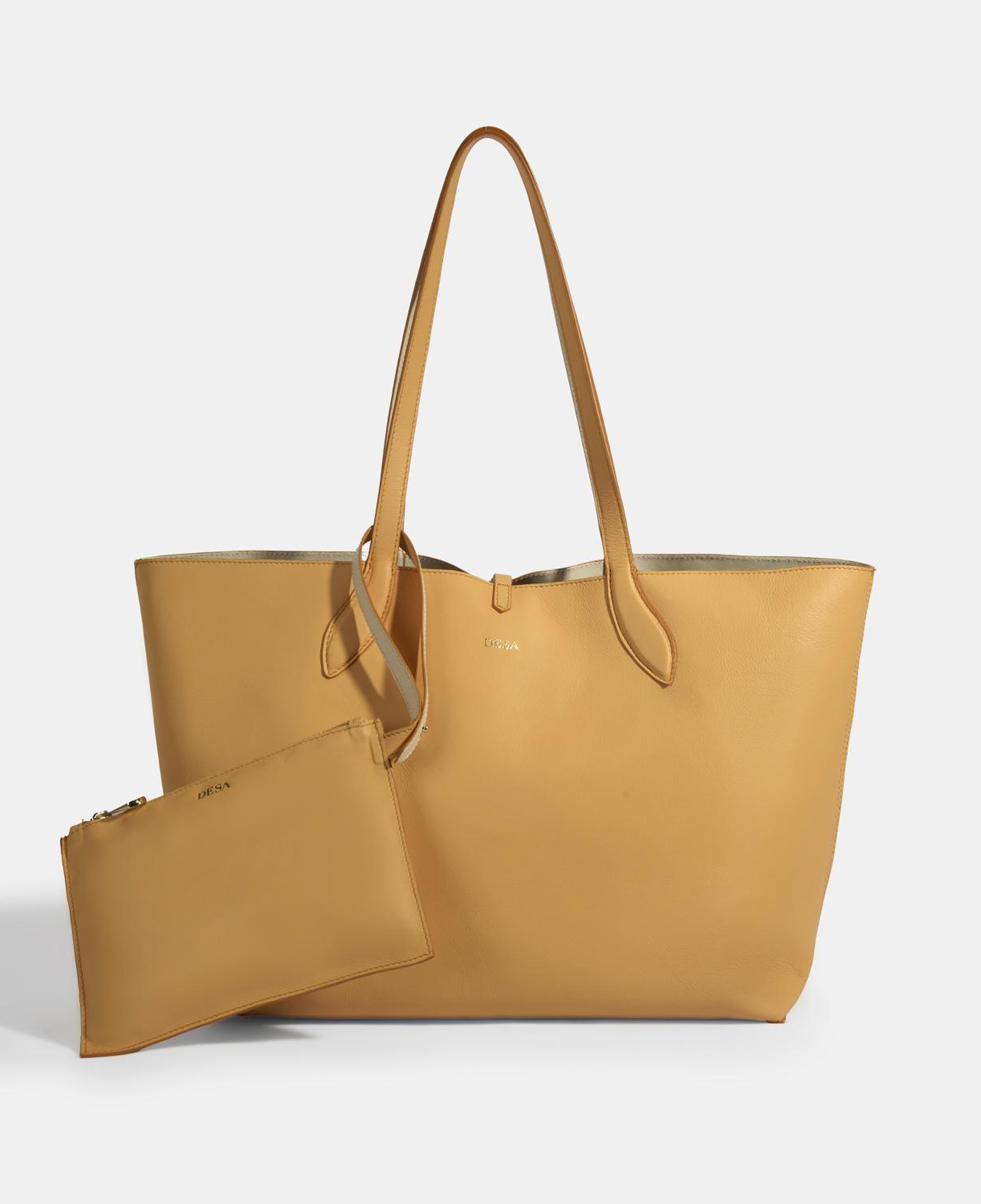 Kadın Turuncu / Bej Çift Taraflı Deri Omuz Çantası