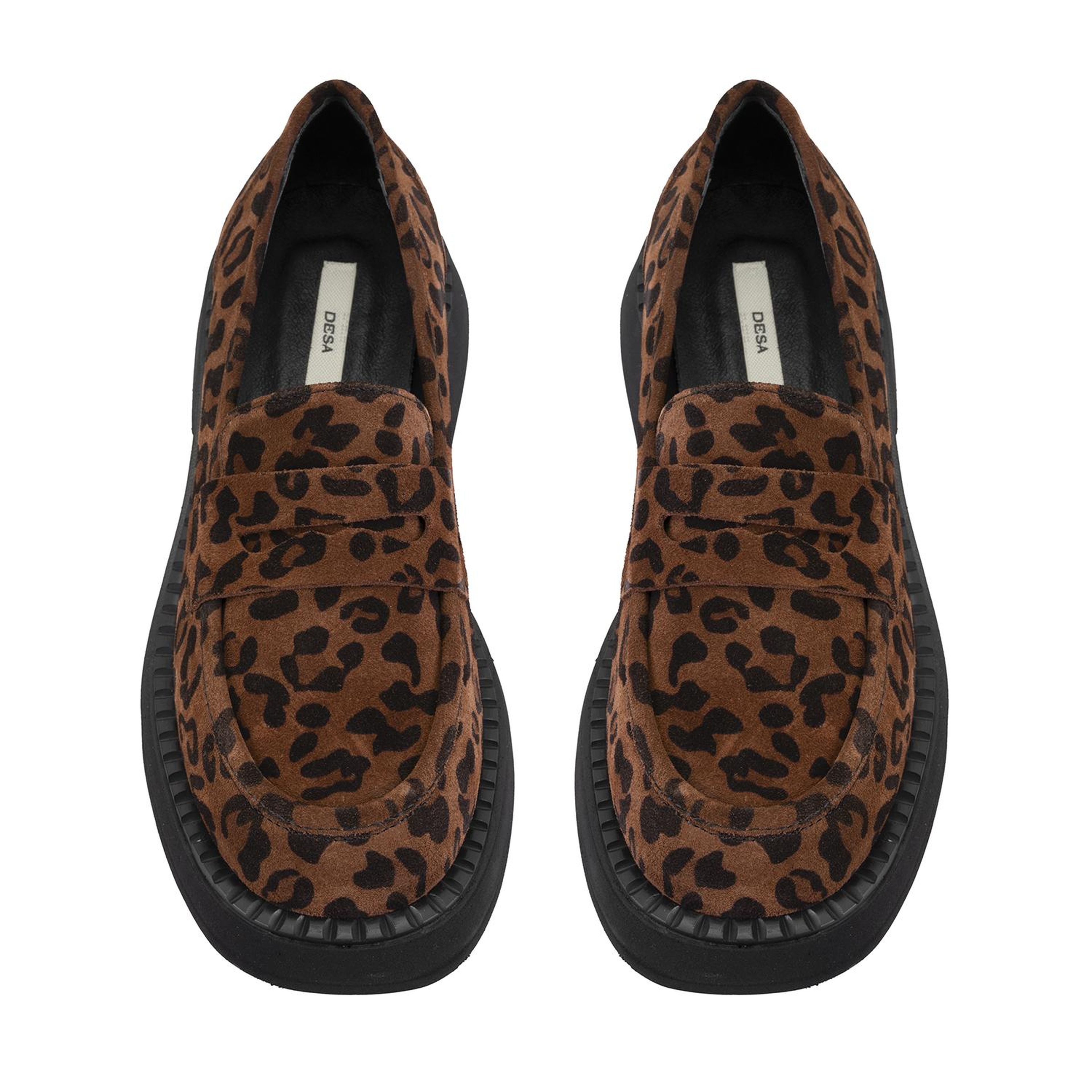 Kadın Leopar Günlük Loafer Süet Deri Ayakkabı