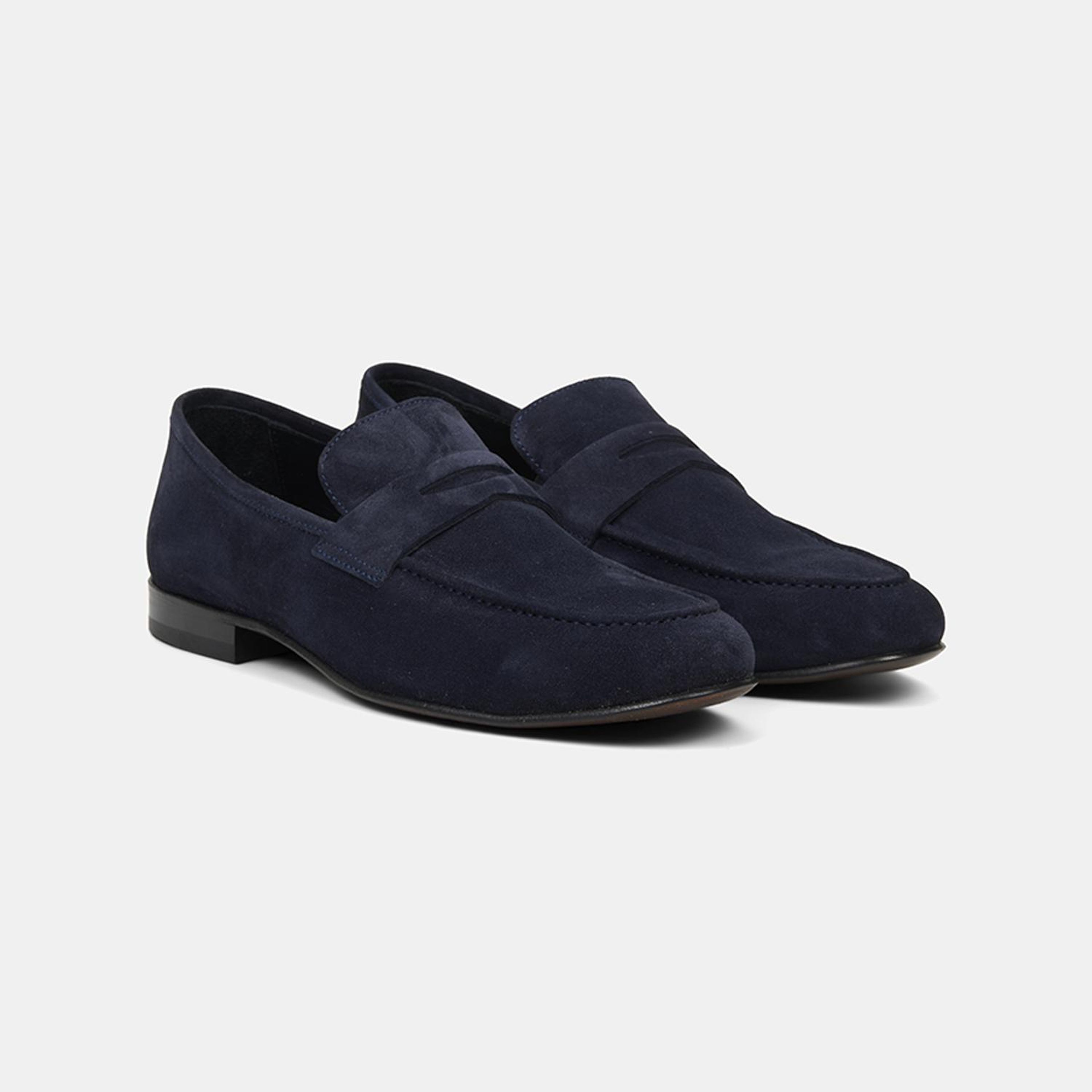 Erkek Lacivert Klasik Süet Loafer