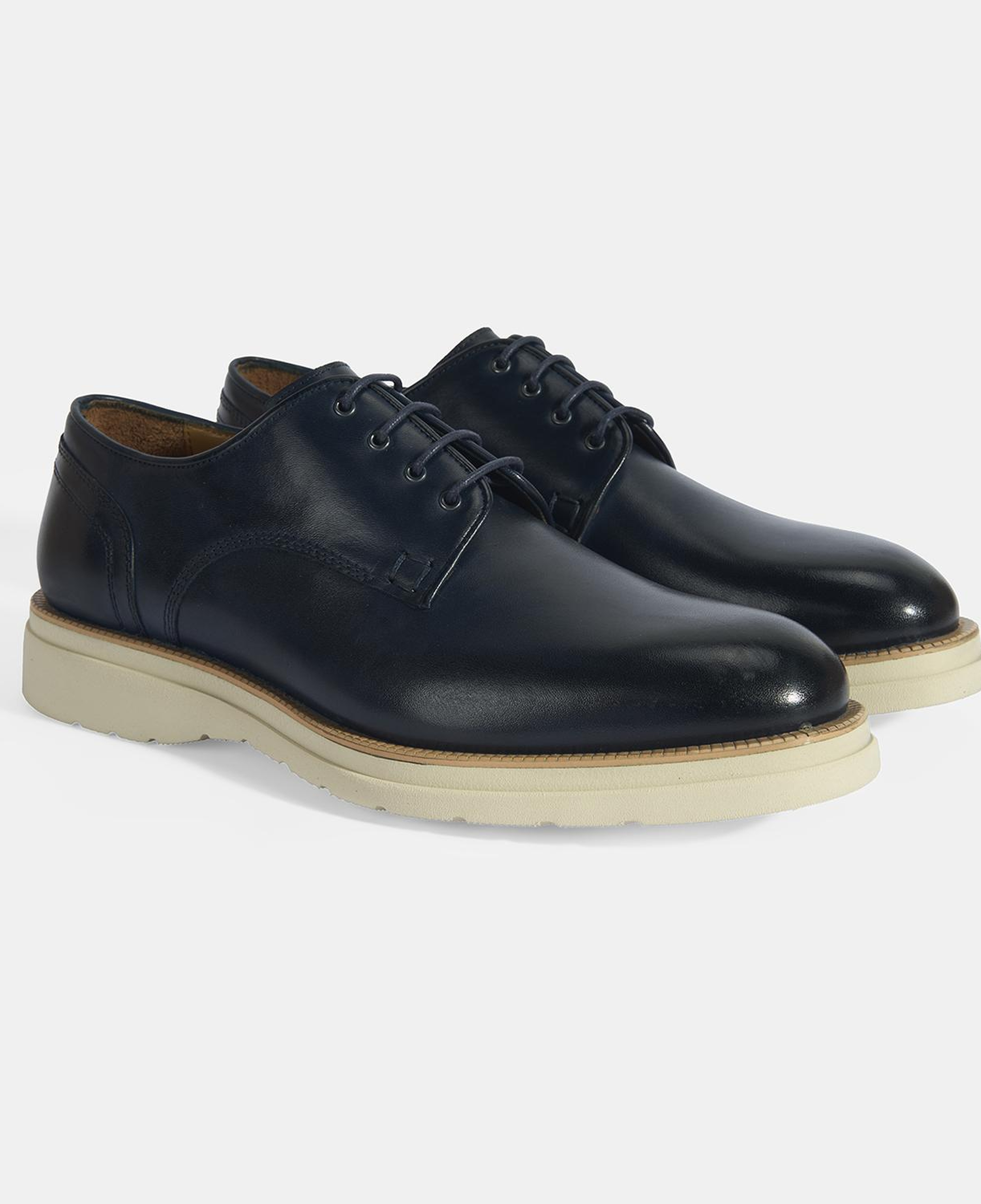 Erkek Lacivert Bağcıklı Deri Günlük Ayakkabı