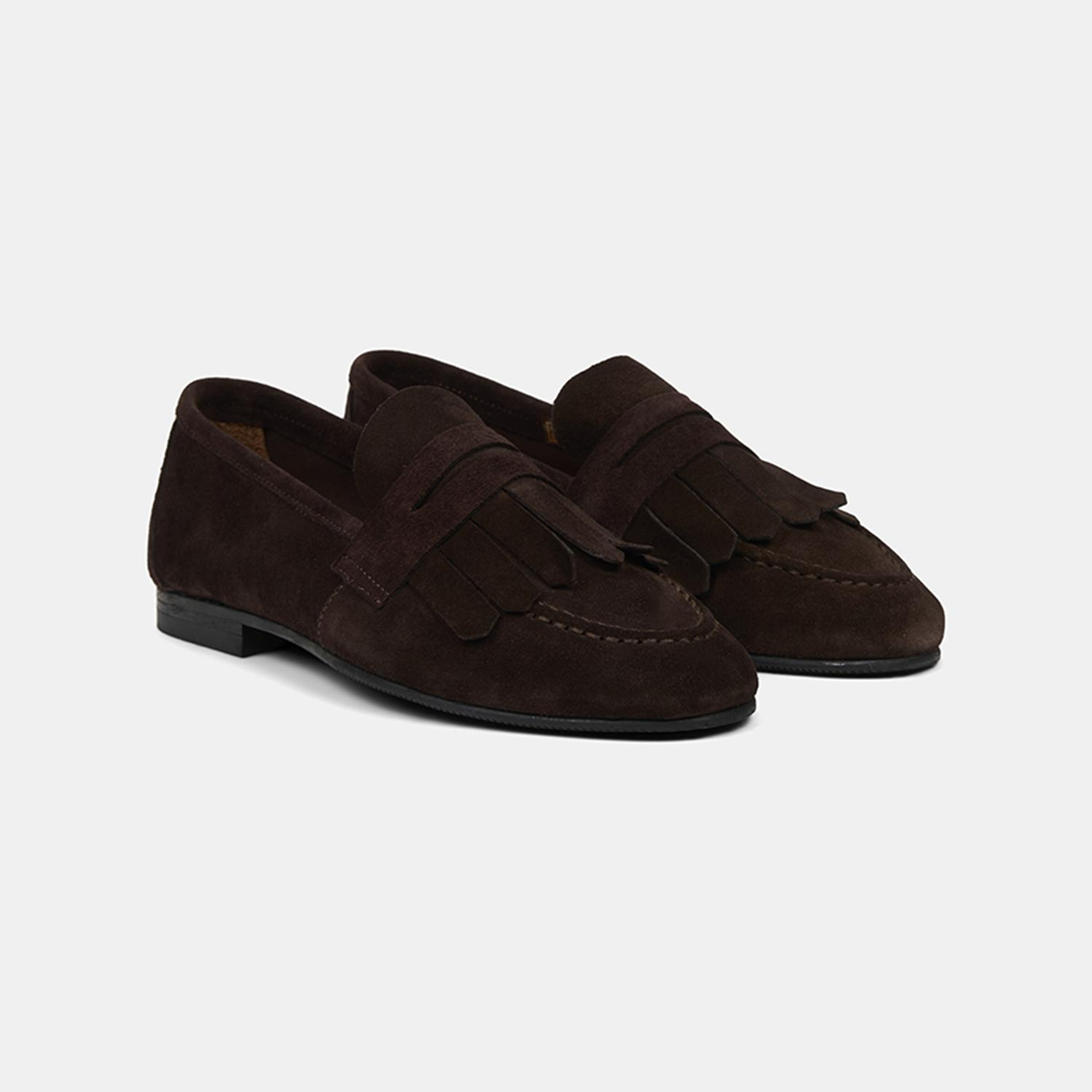 Kadın Kahve Püsküllü Süet Deri Loafer
