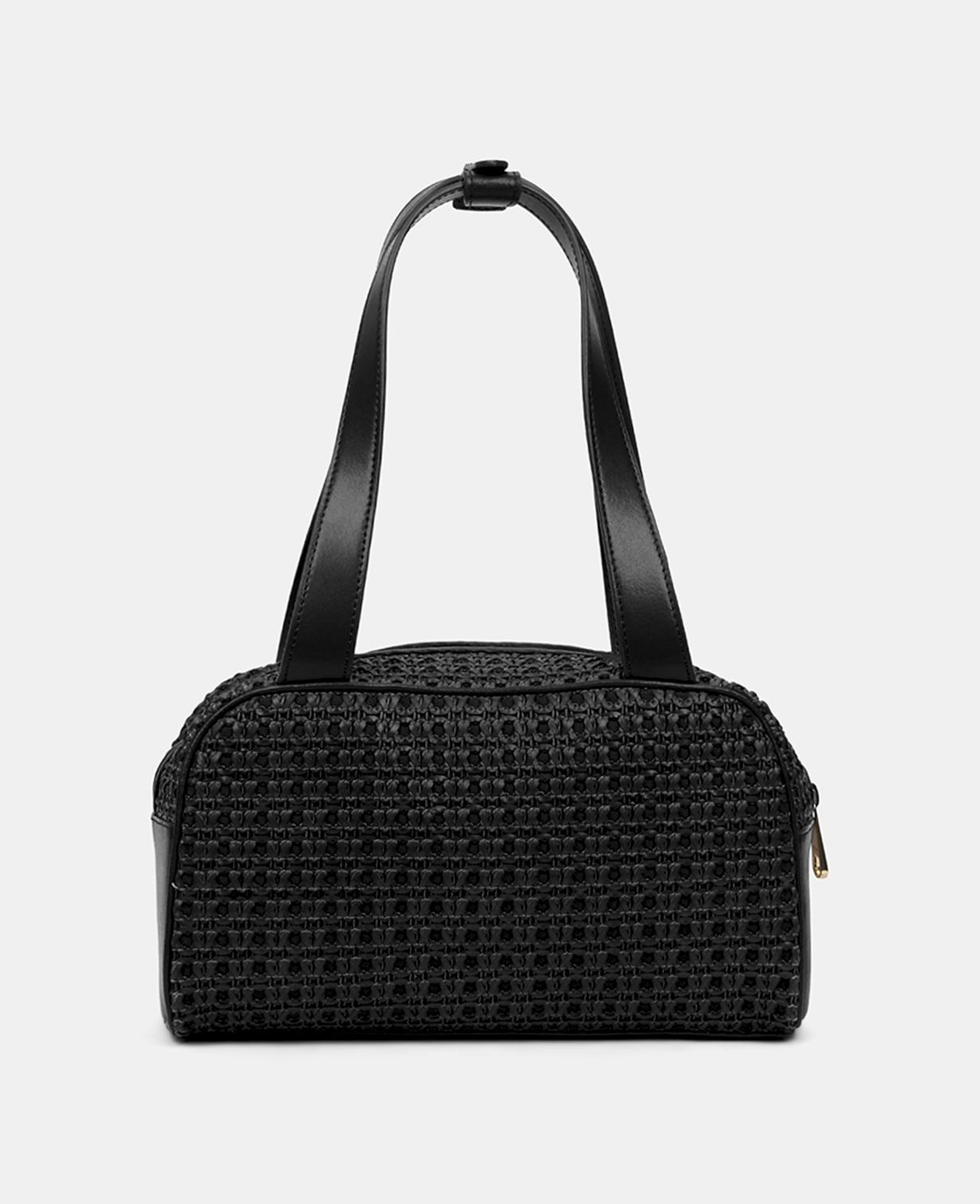 Kadın Siyah Örgü Detaylı Logolu Omuz Çantası
