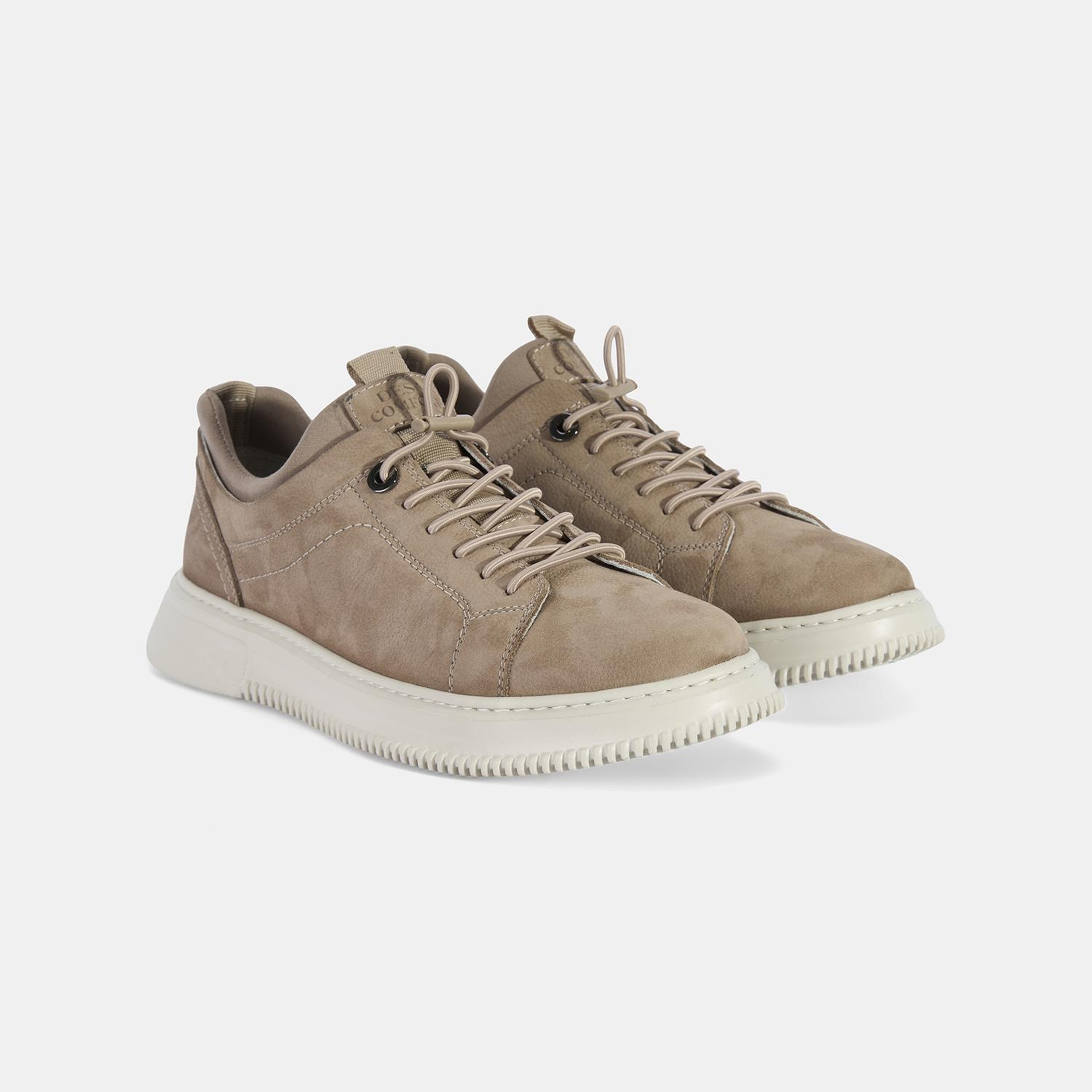 Erkek Vizon DesaComfort Lastik Bağcıklı Deri Sneaker