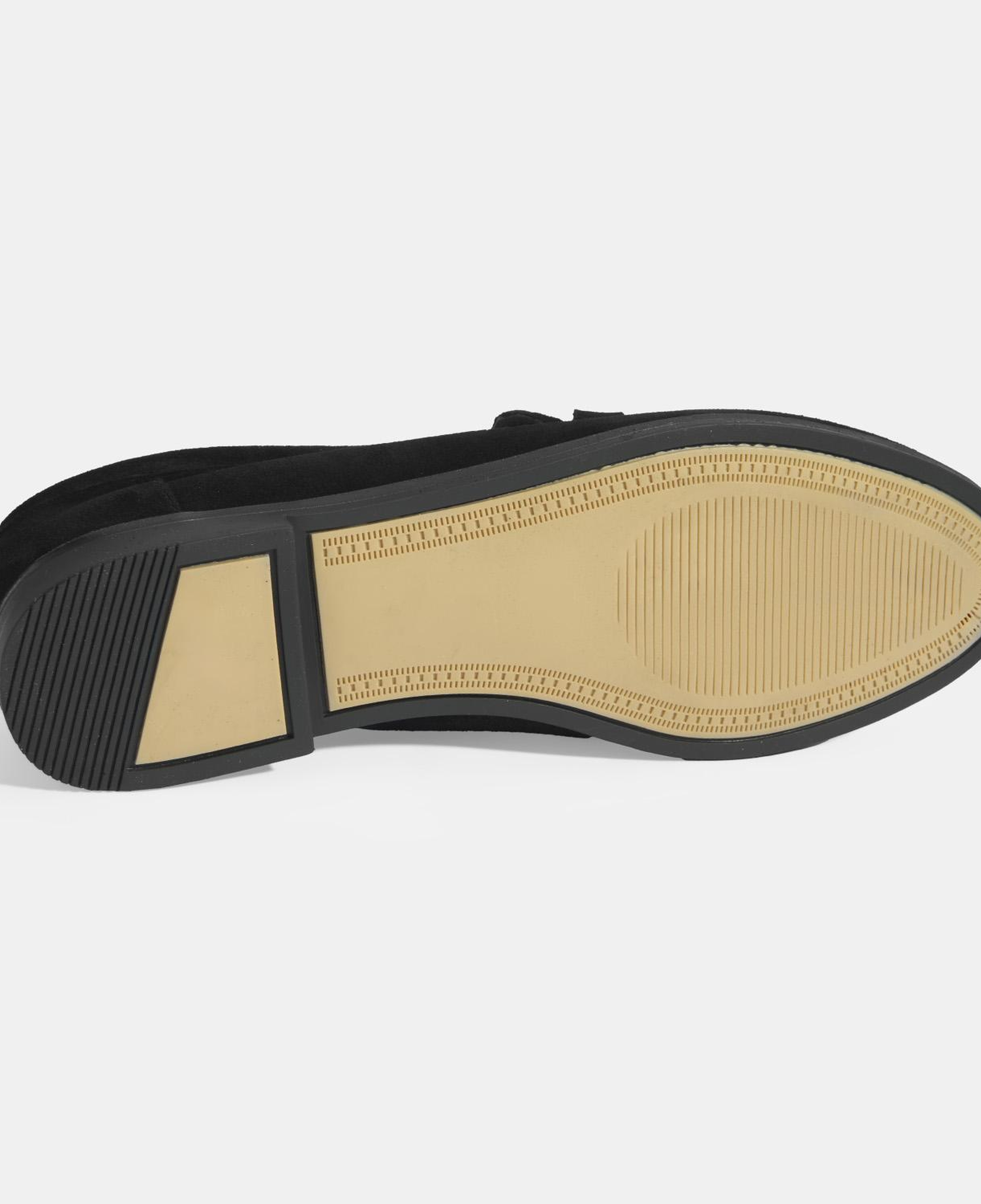 Kadın Siyah Metal Aksesuarlı Süet Loafer