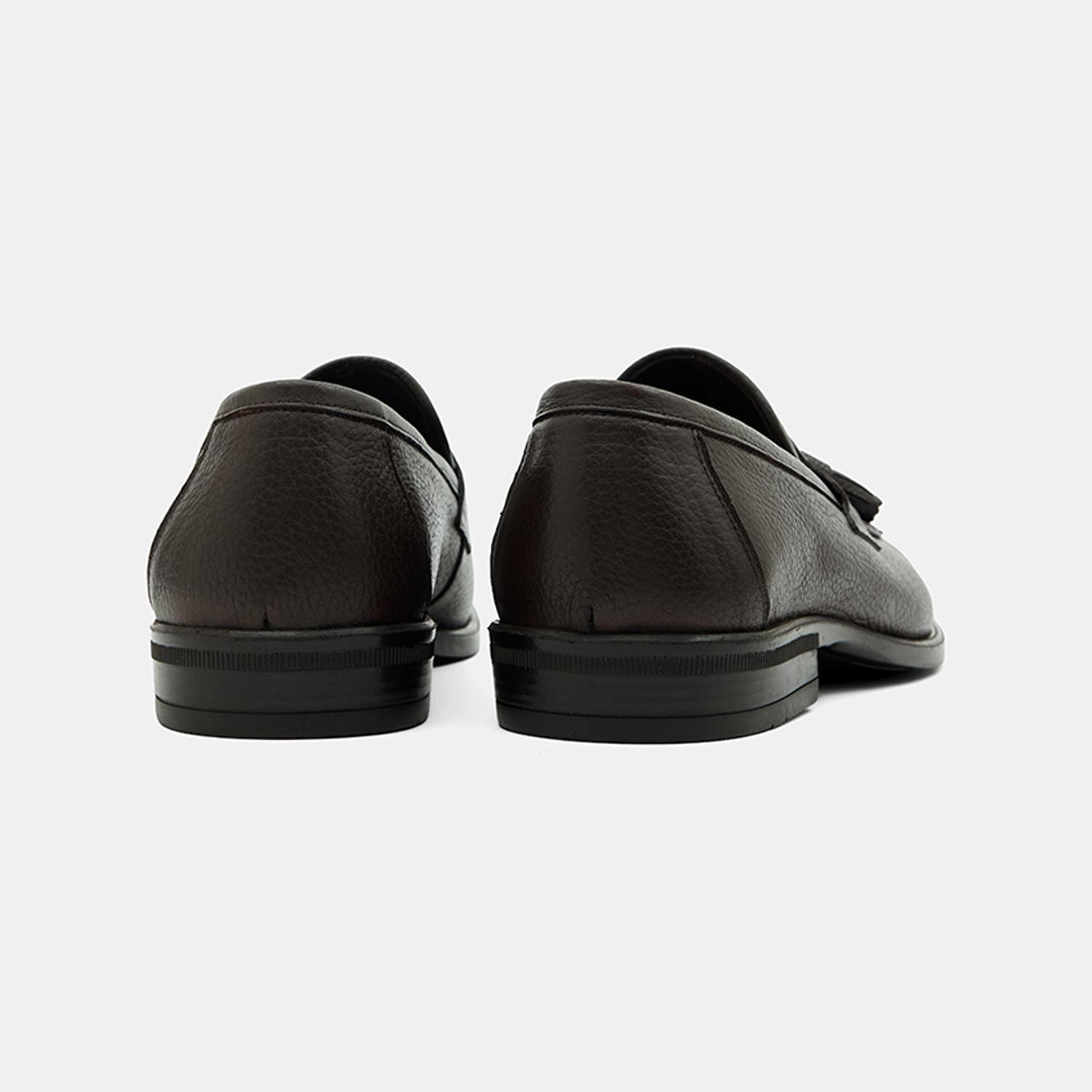 Erkek Acı Kahve Püskül Detaylı Deri Loafer