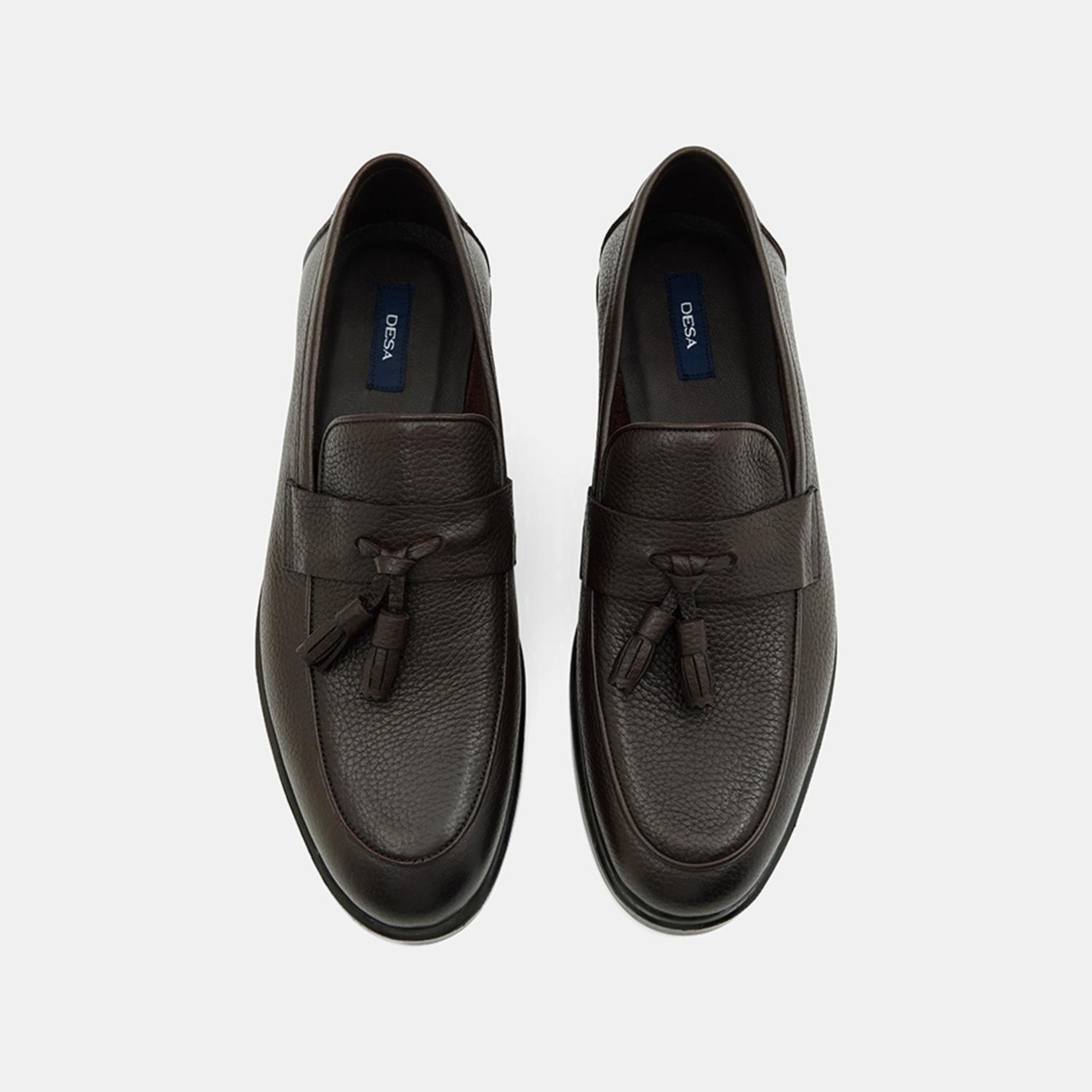 Erkek Acı Kahve Püskül Detaylı Deri Loafer