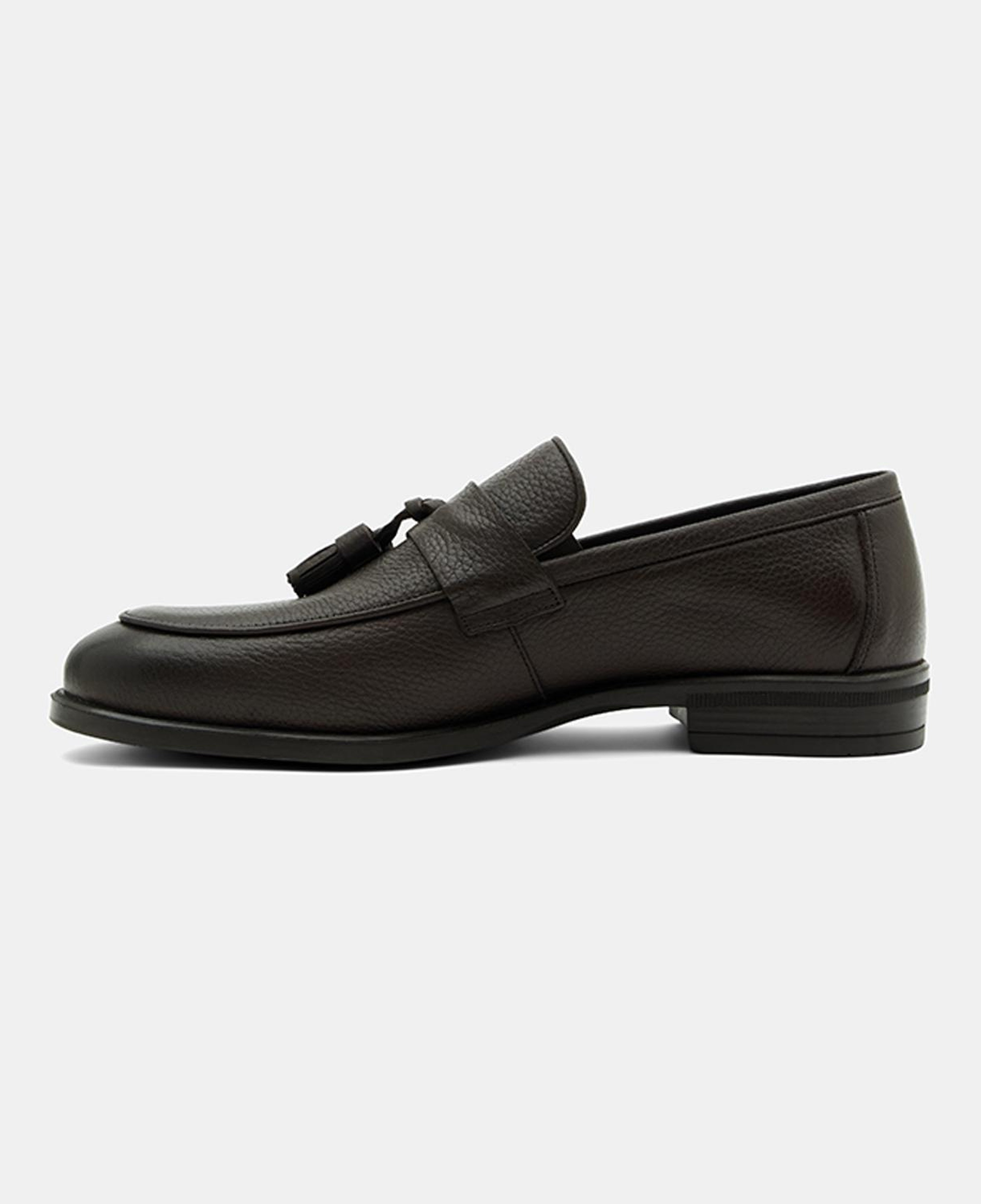 Erkek Acı Kahve Püskül Detaylı Deri Loafer