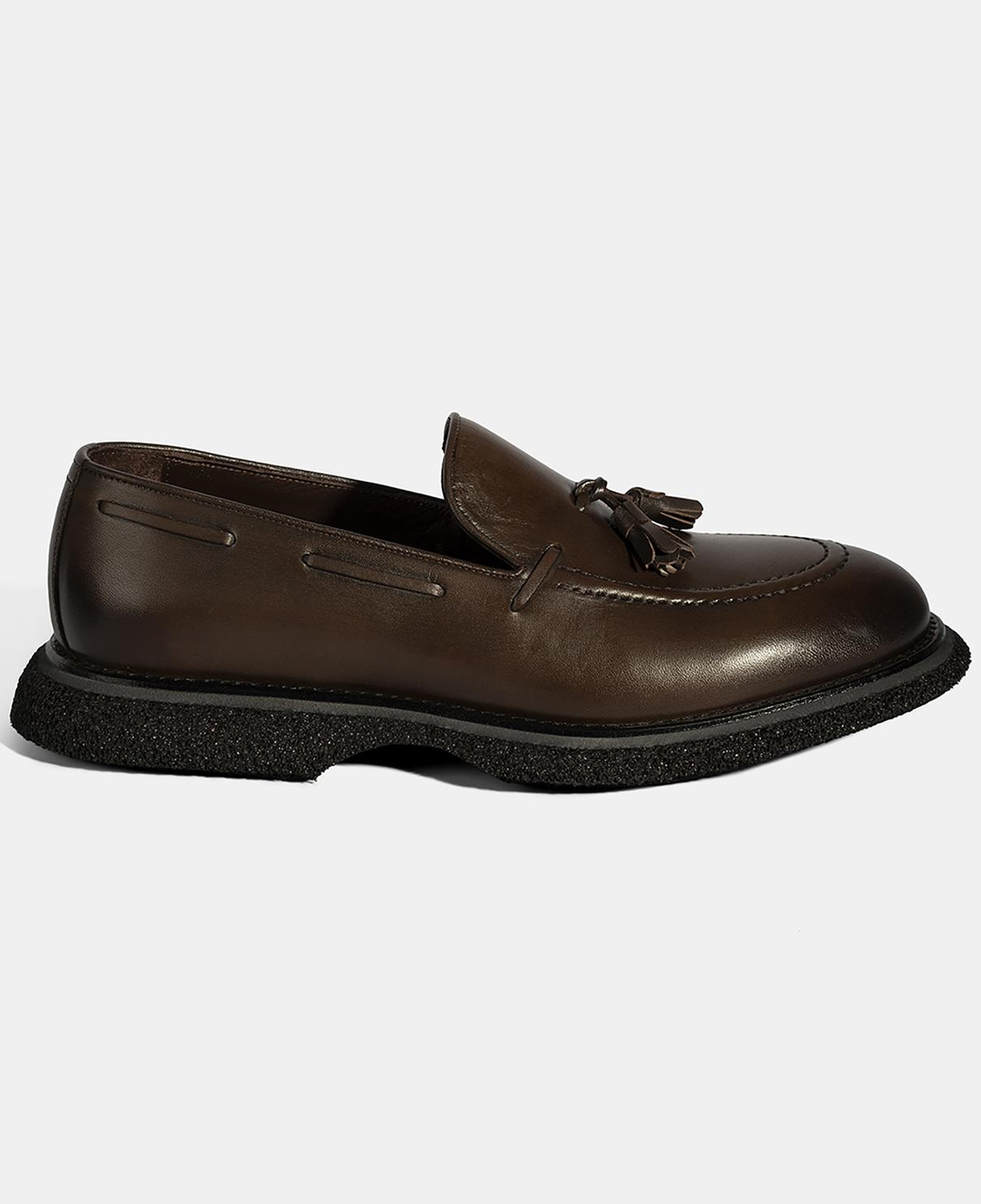 Erkek Kahve Püskül Detaylı Deri Loafer