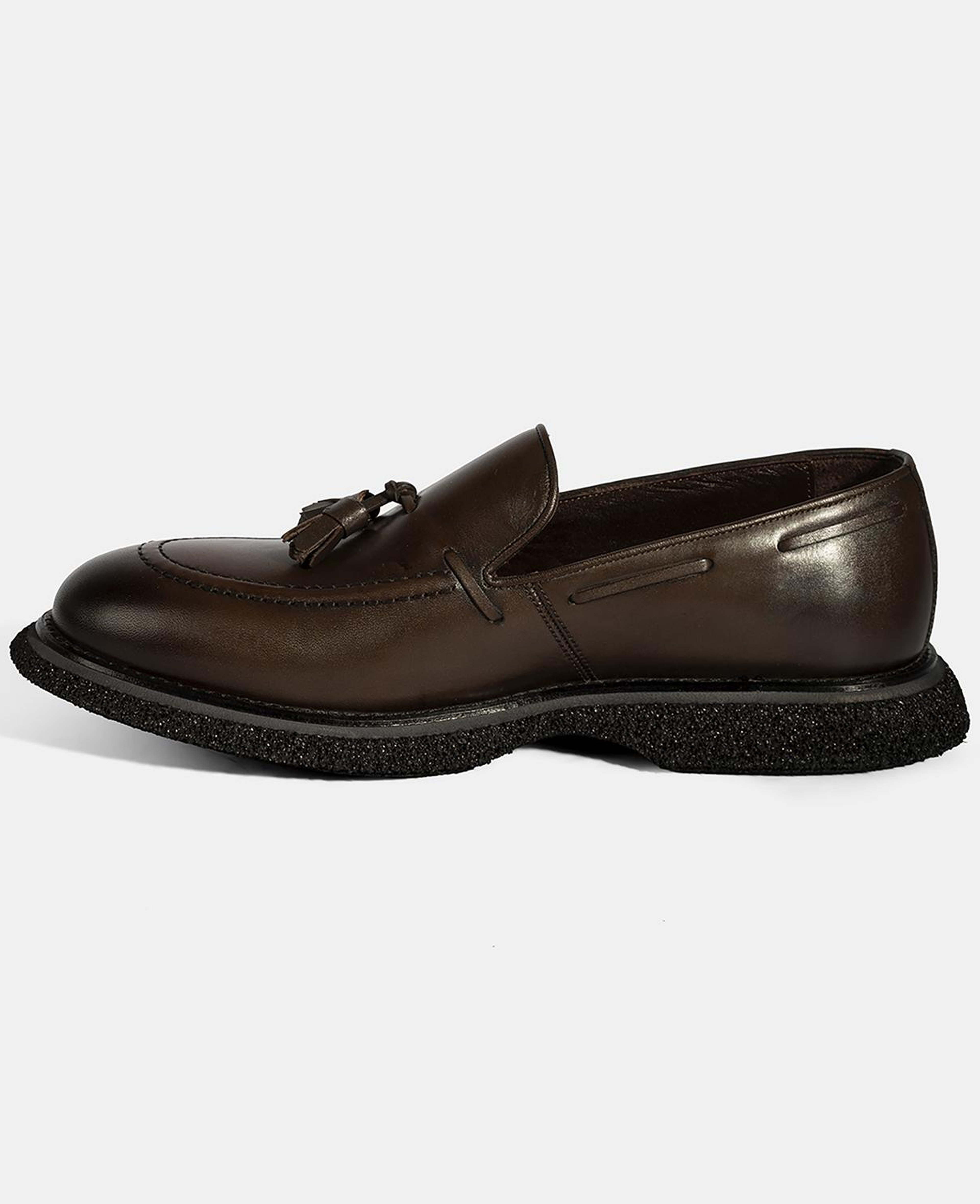 Erkek Kahve Püskül Detaylı Deri Loafer