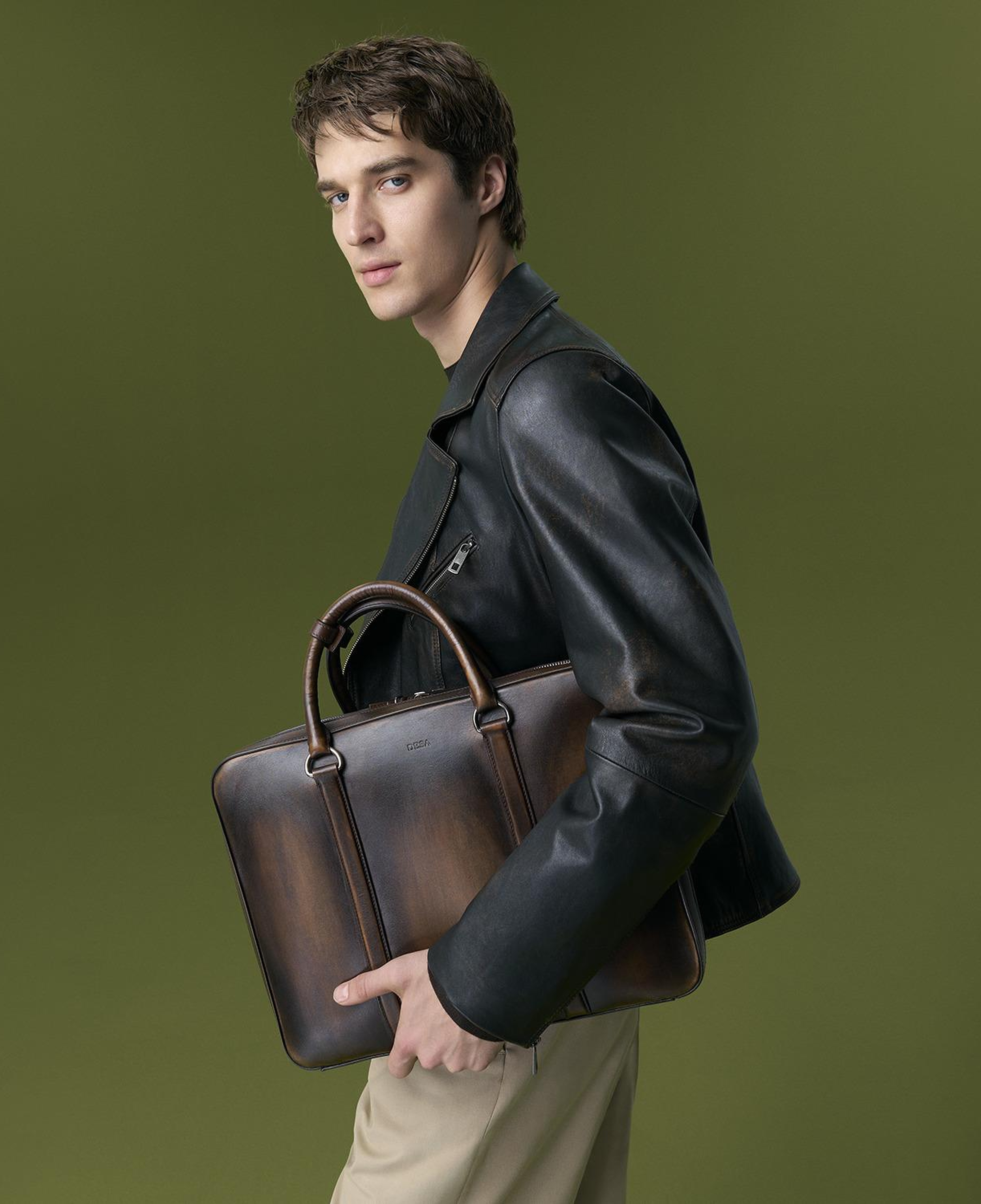 Santo Siyah Erkek Vintage Deri Ceket