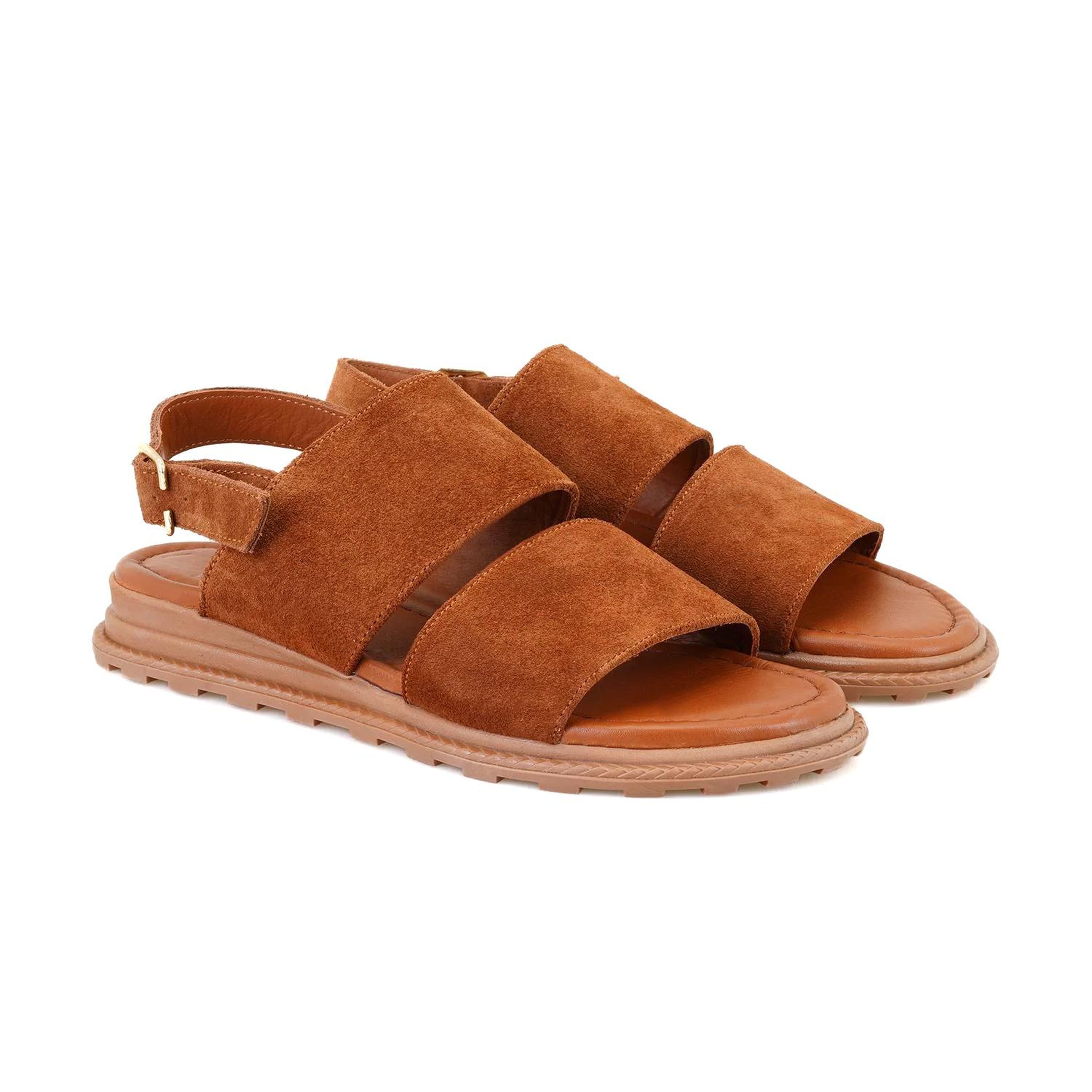 Kadın Taba Süet Deri Sandalet