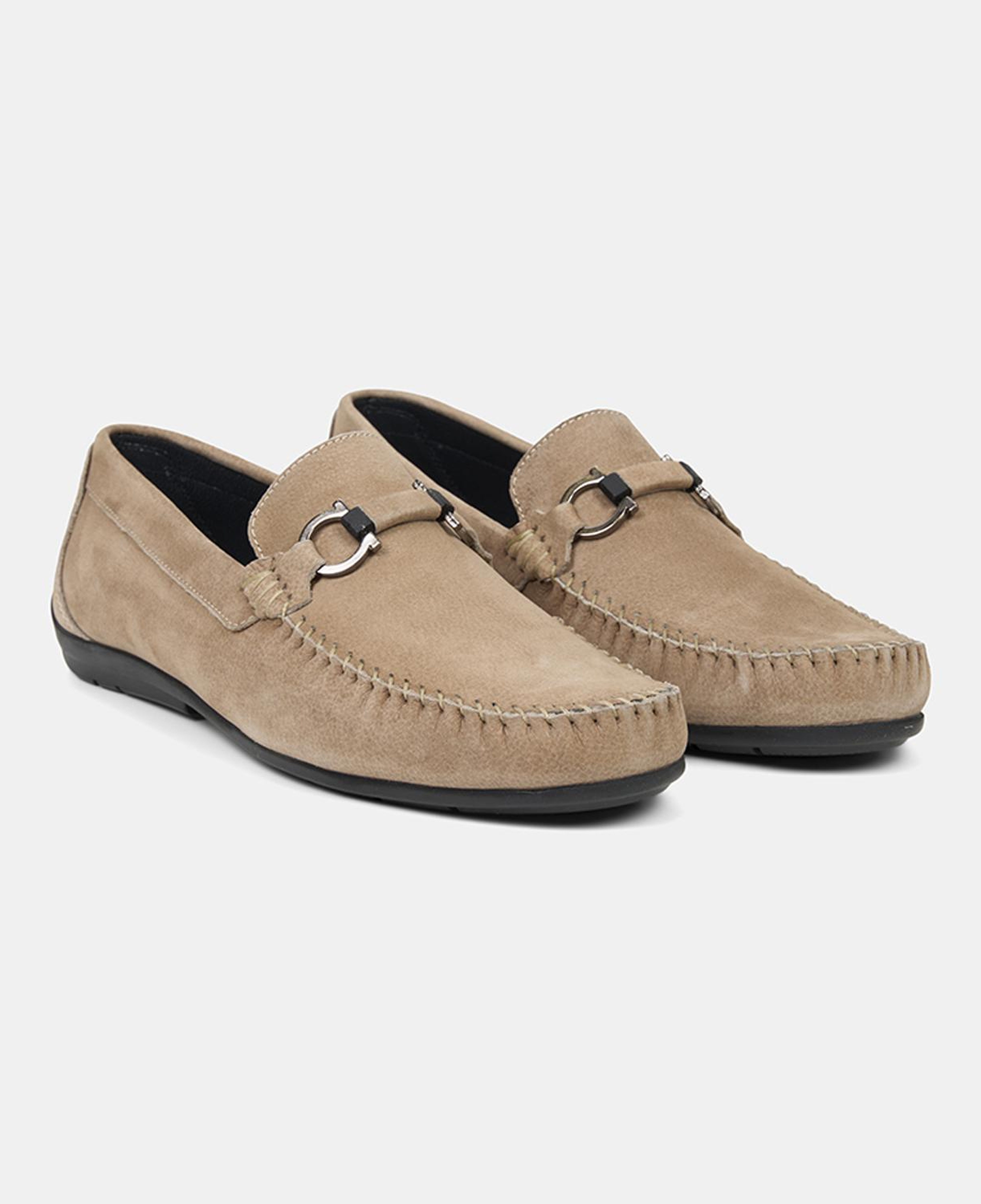 Erkek Vizon Metal Toka Detaylı Süet Loafer