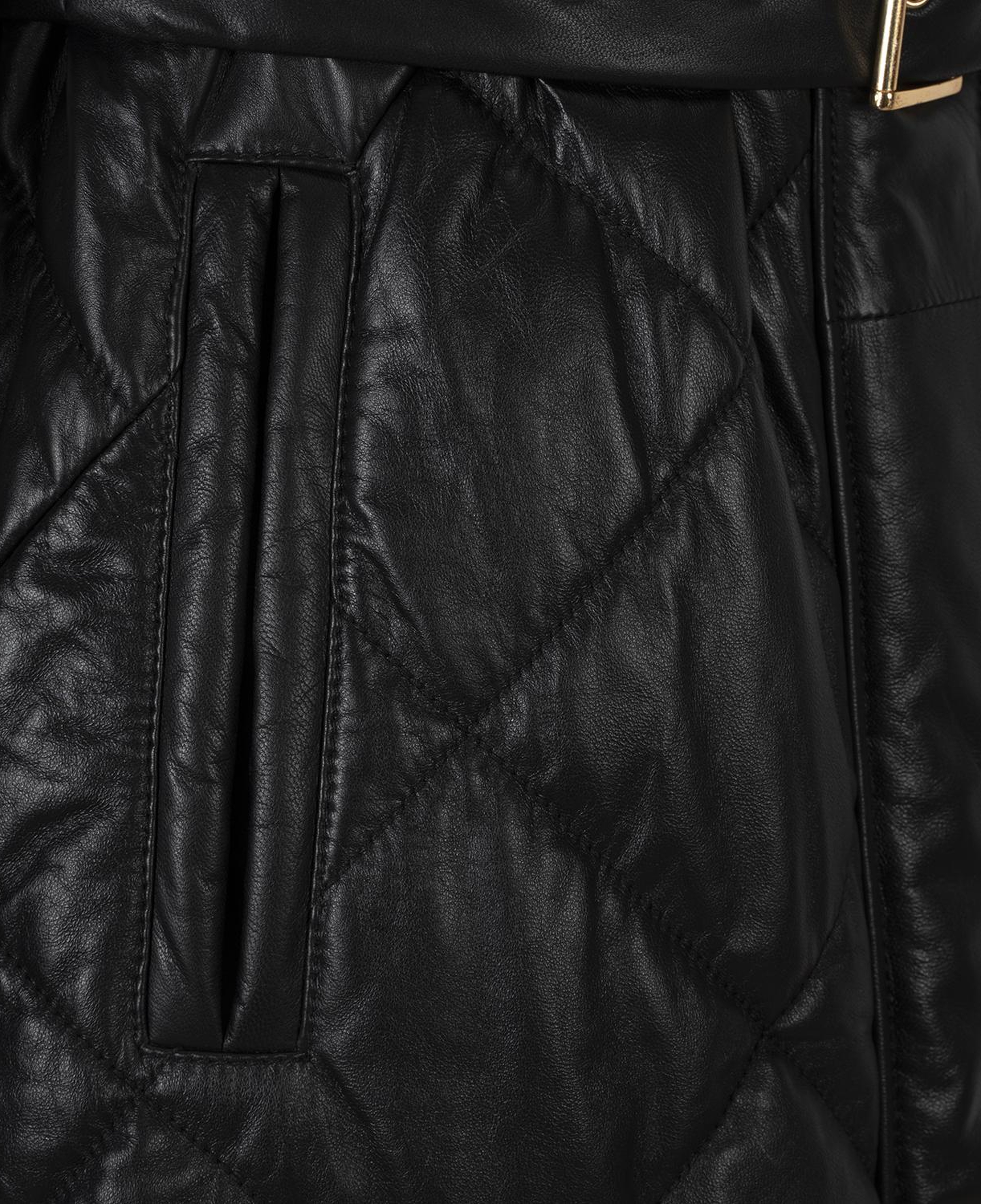 Kadın Siyah Hakim Yakalı Kapüşonlu Deri Mont