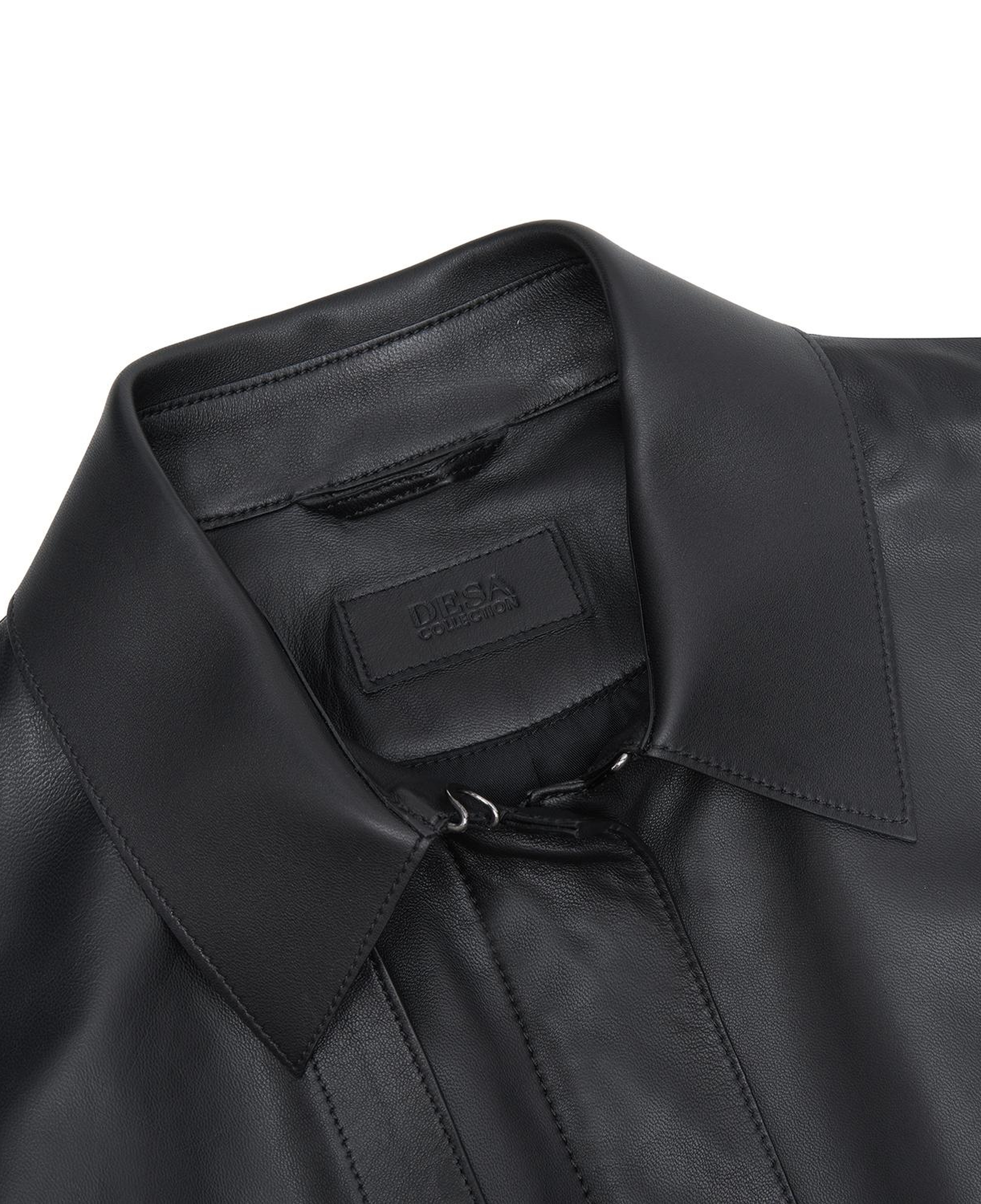 Kelly Siyah Kadın Deri Trençkot