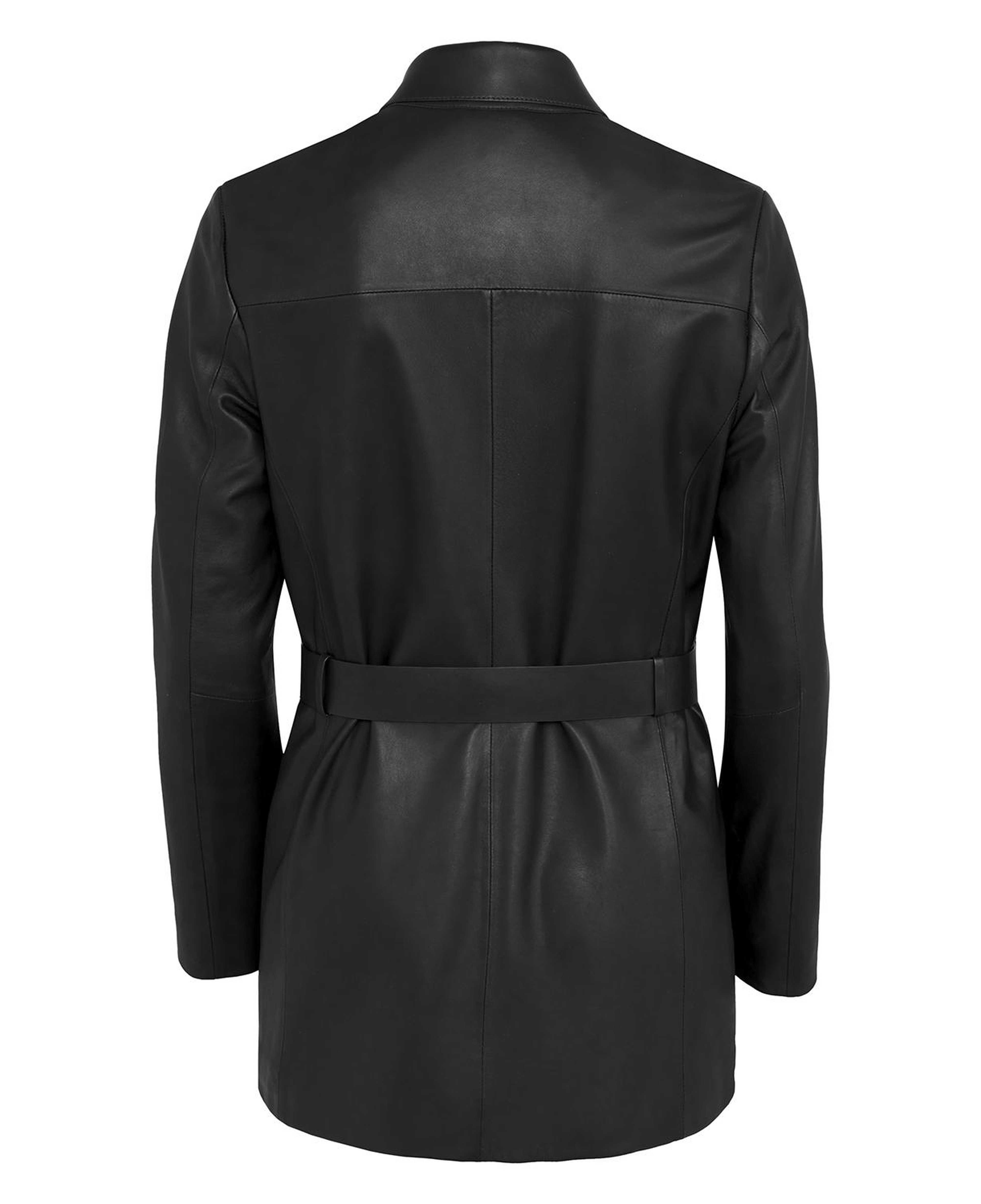 Kelly Siyah Kadın Deri Trençkot