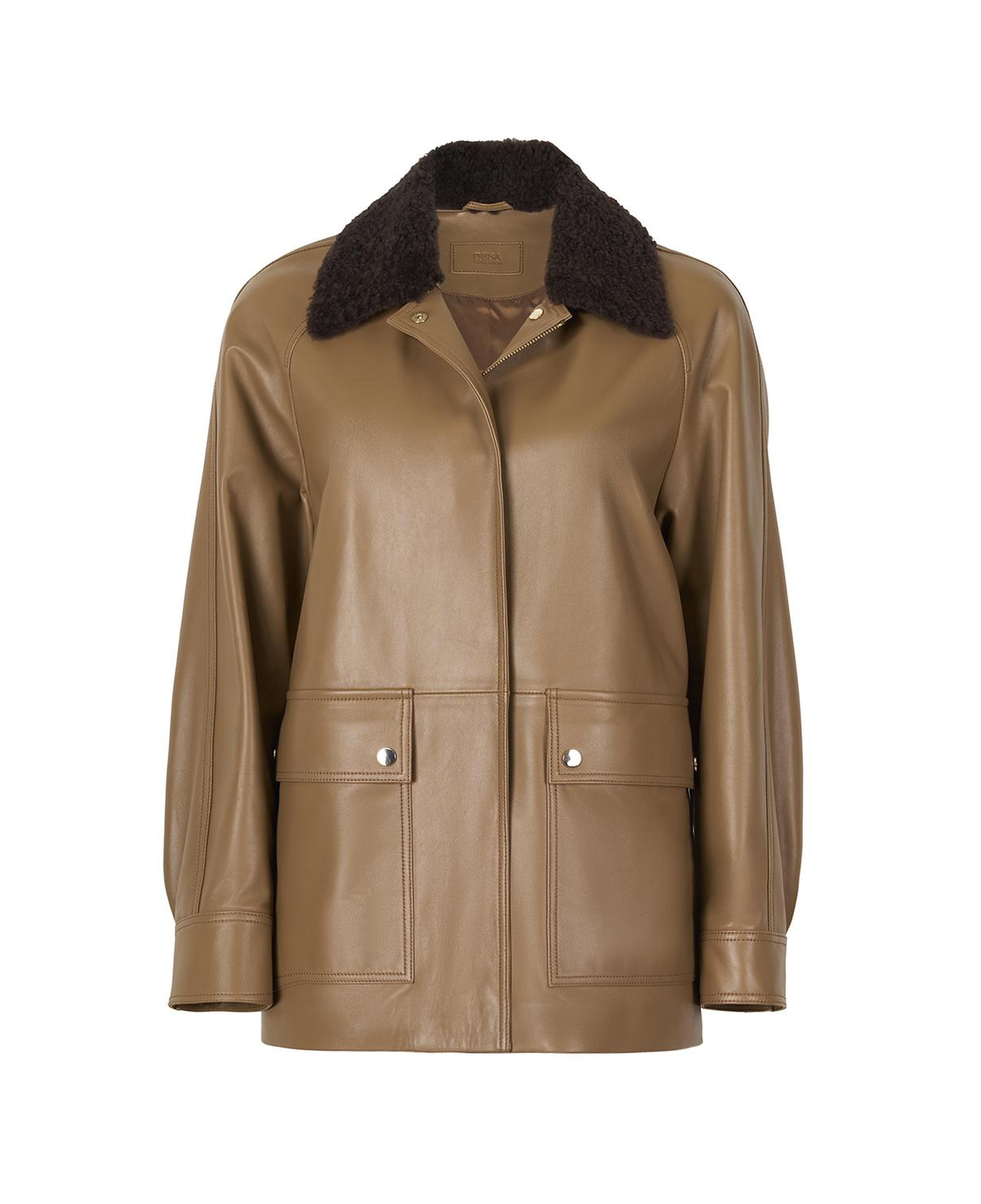 Mileni Açık Kahve Kadın Kürk Yakalı Kaban