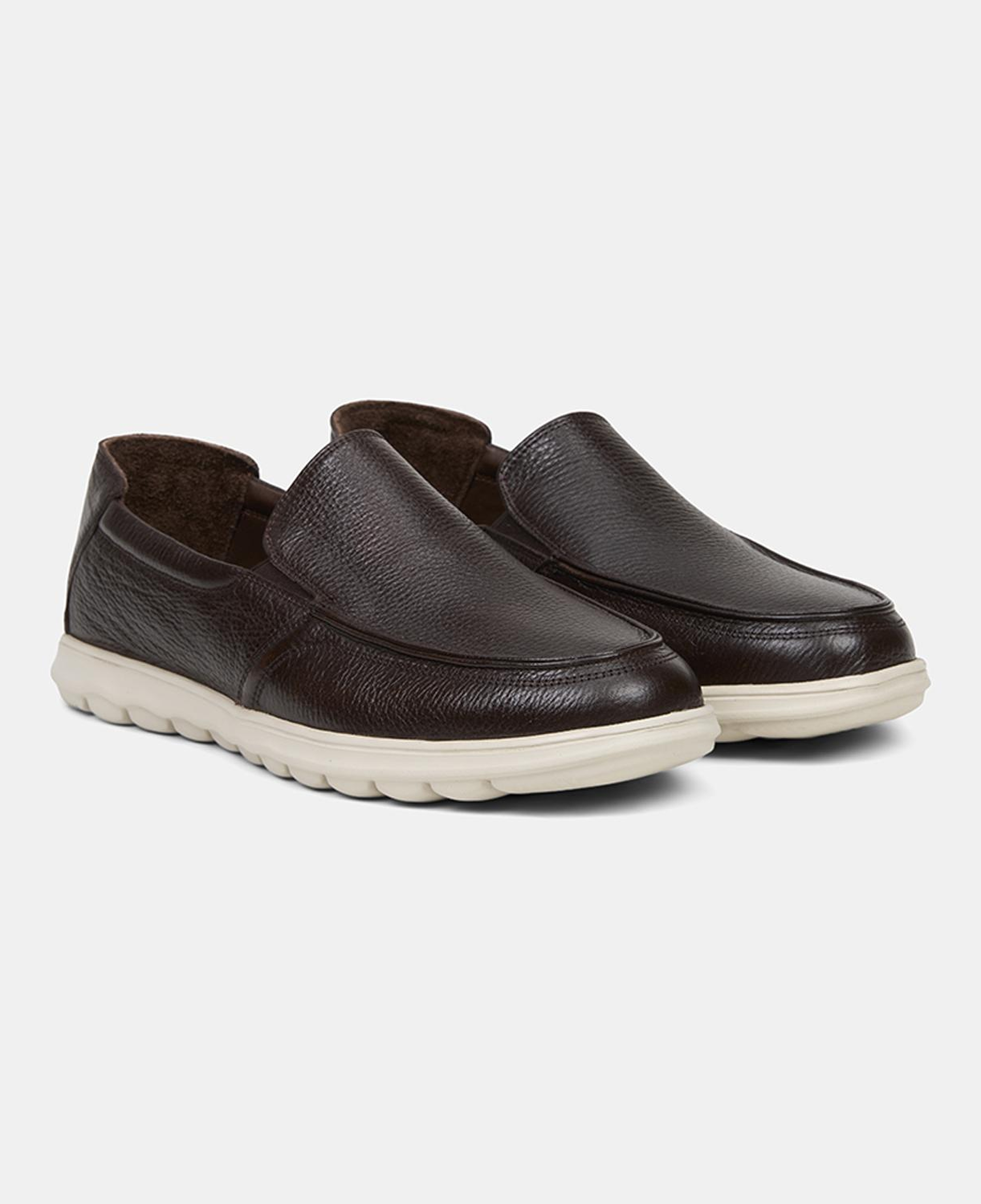 Erkek Kahve Günlük Dokulu Deri Loafer