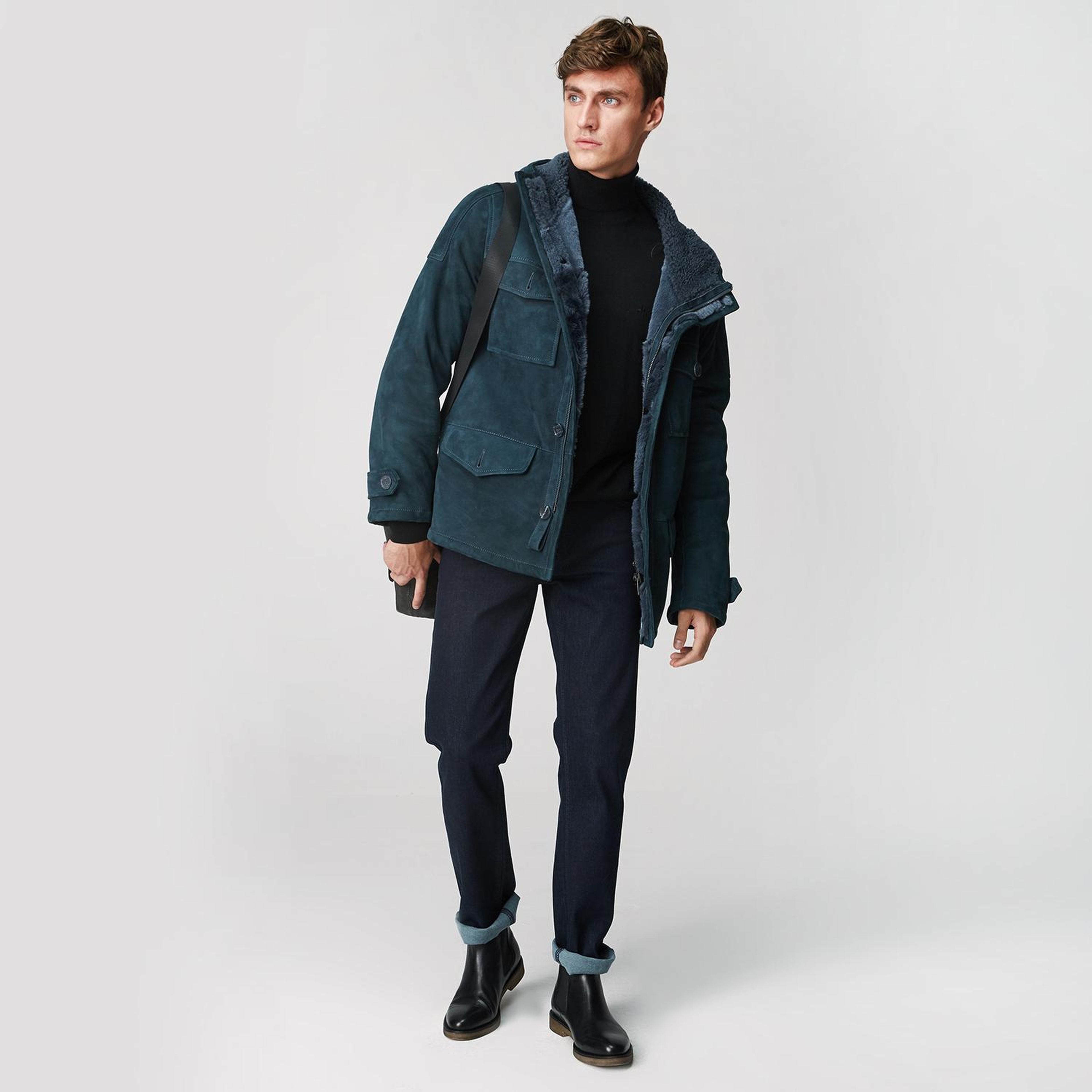 Lacivert Dione Erkek Kürk Kaban