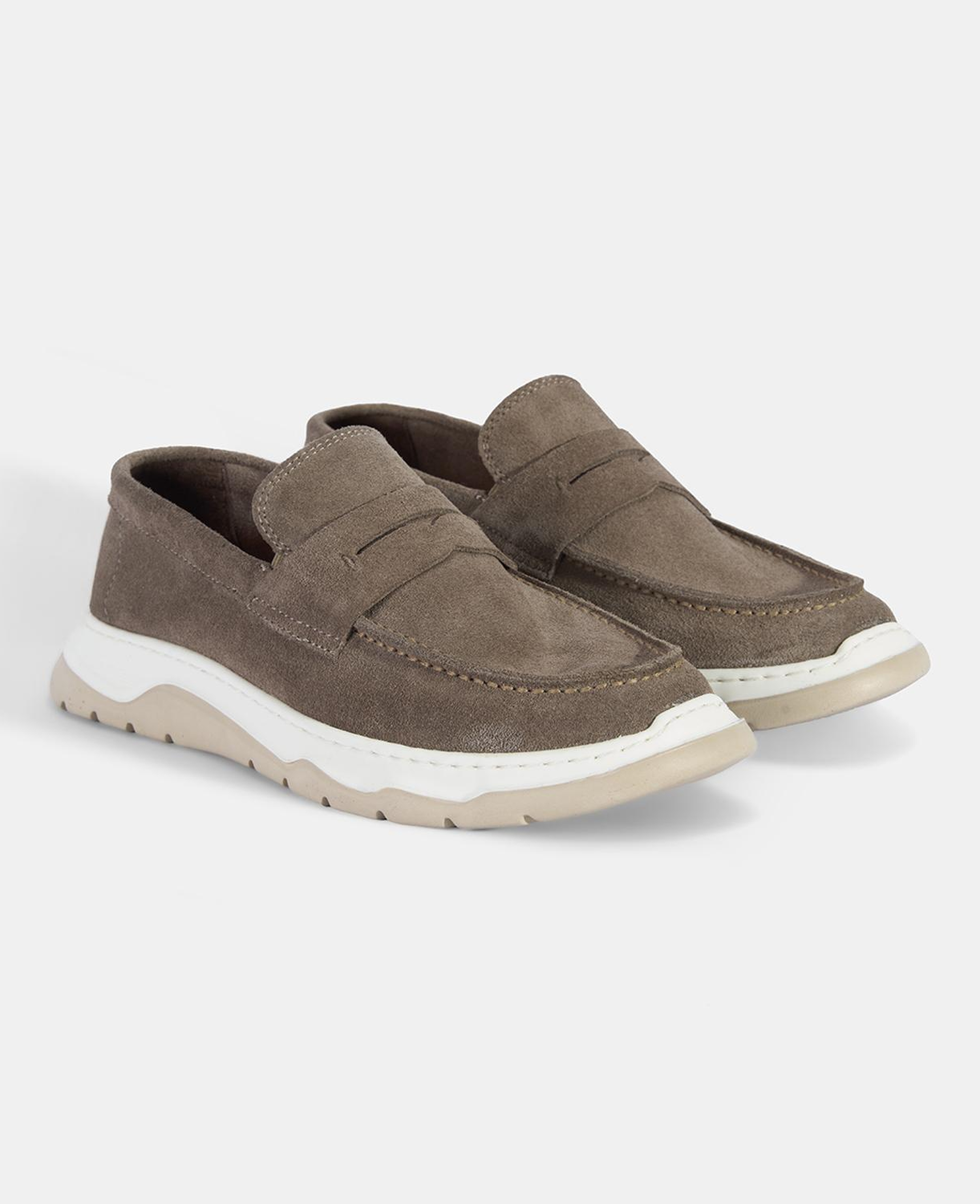 Erkek Vizon Kalın Tabanlı Süet Deri Loafer