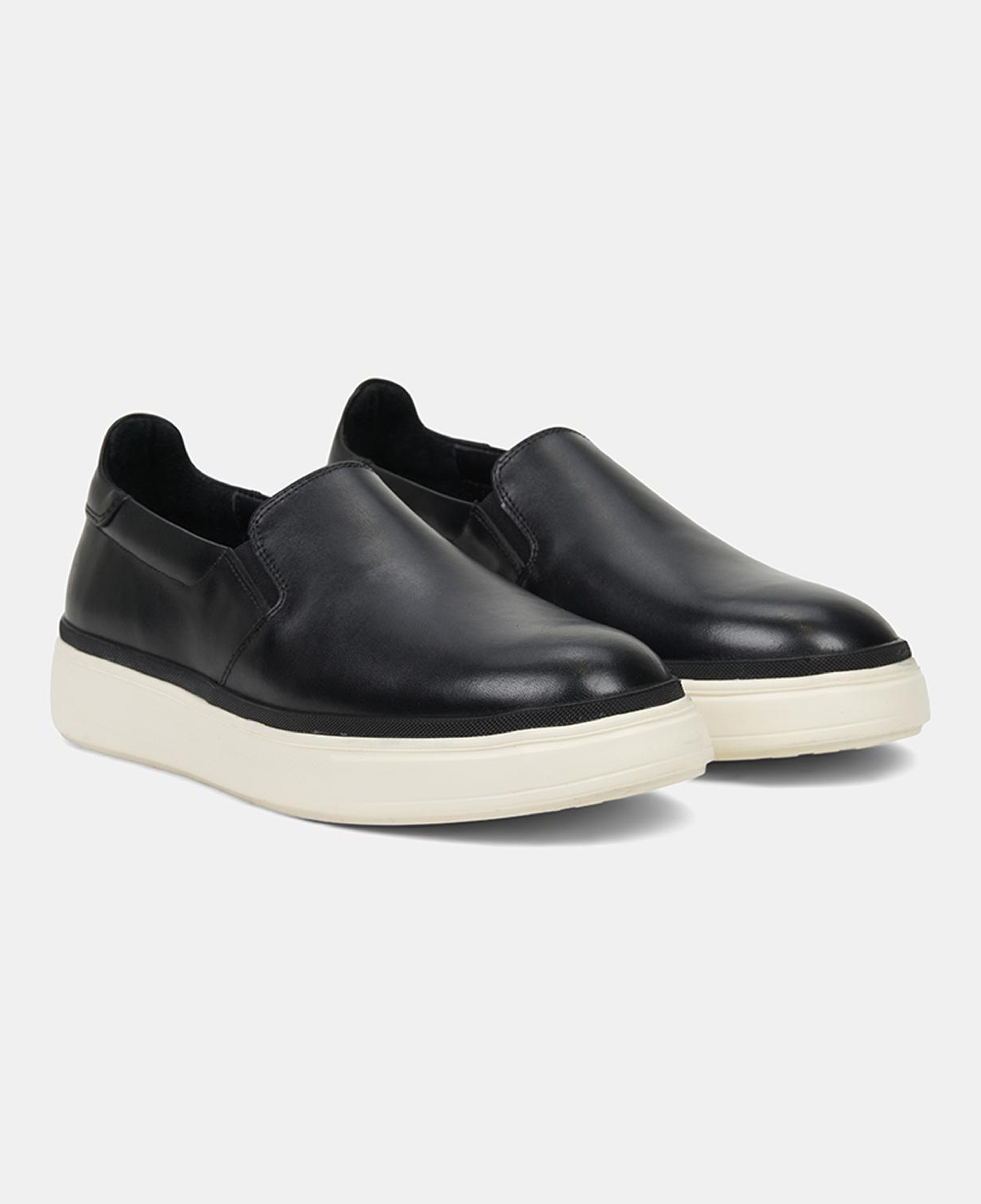 Erkek Siyah Kalın Tabanlı Deri Spor Loafer