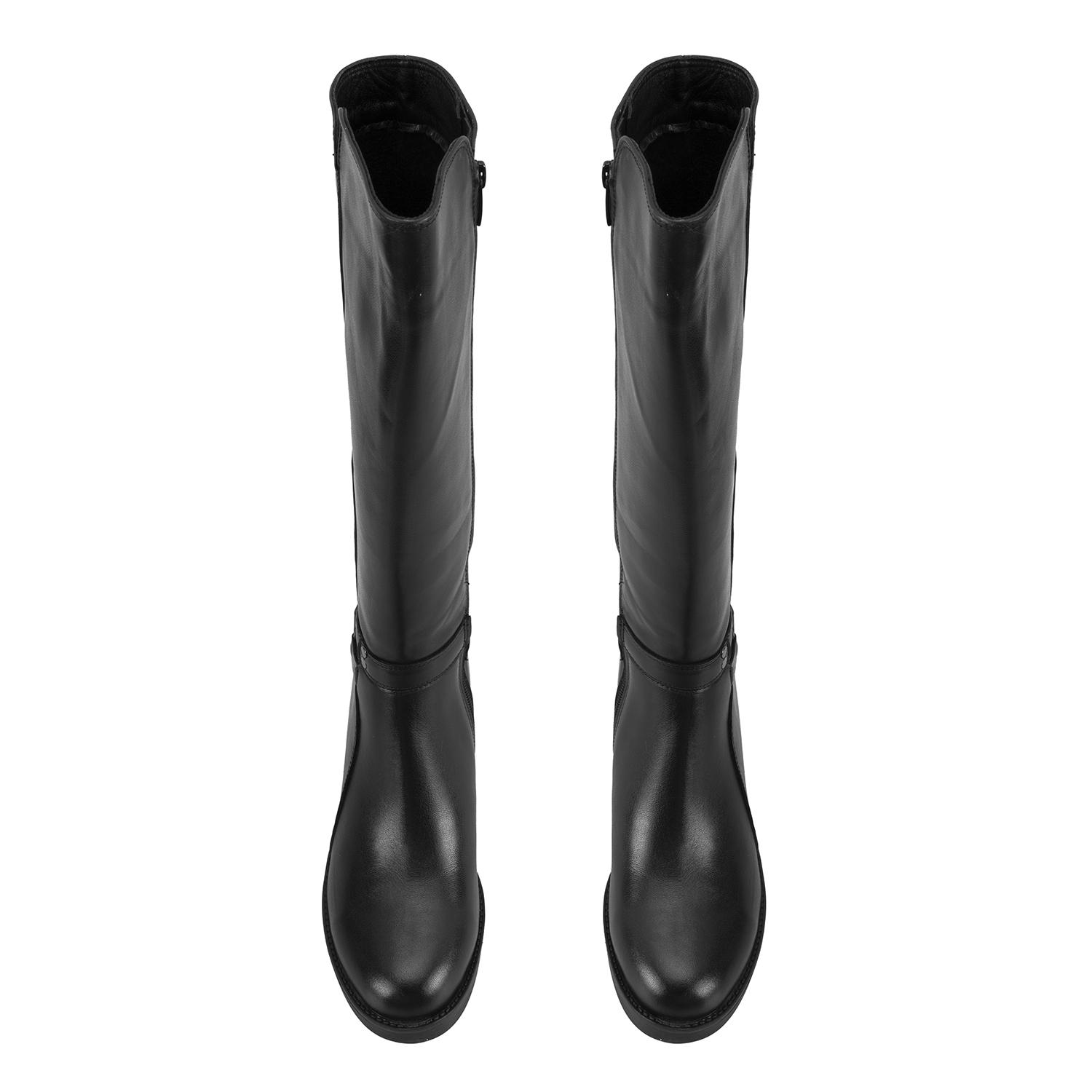 Kadın Siyah Topuklu Deri Çizme