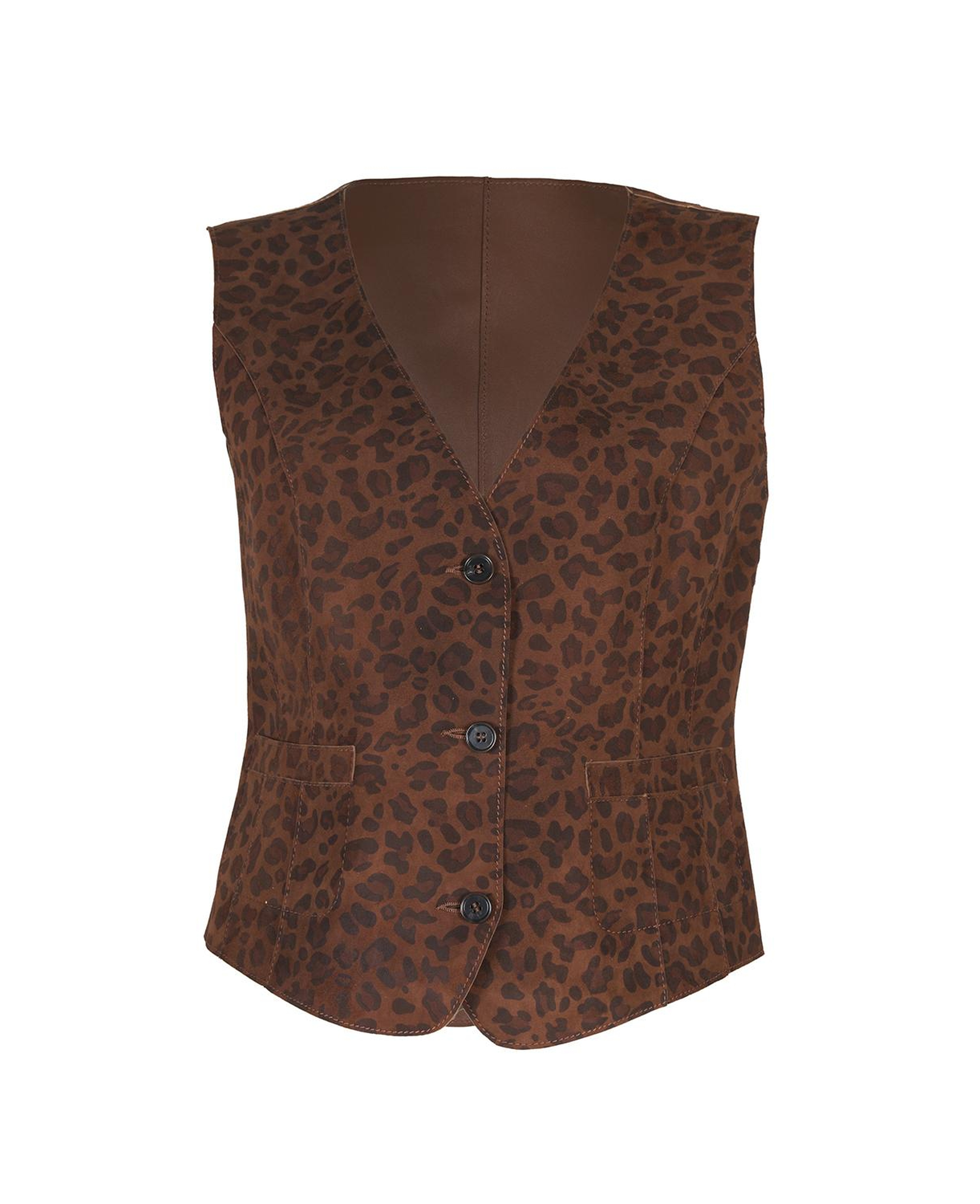 Liona Leopar Baskılı Kadın Çift Taraflı Yelek