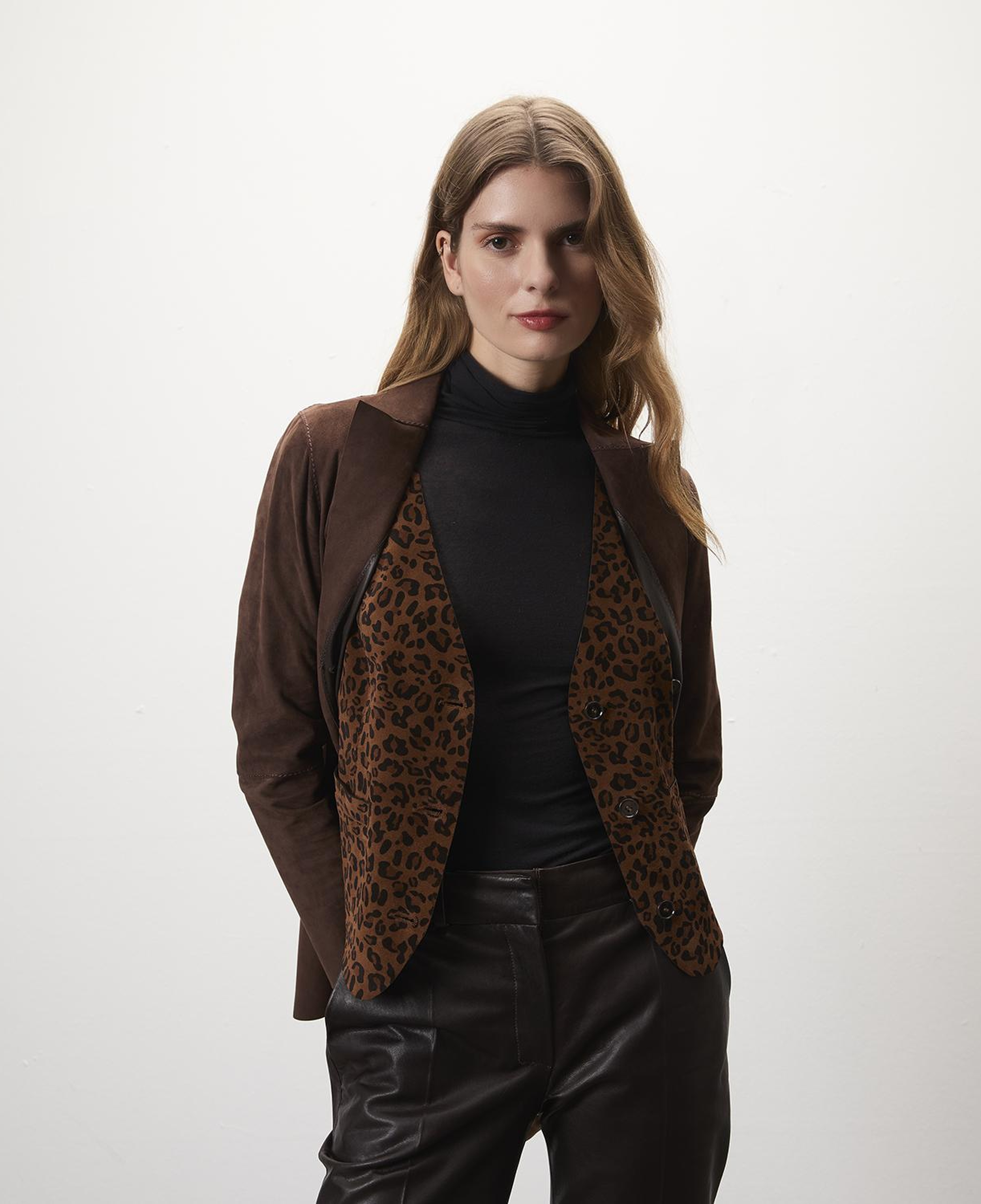 Liona Leopar Baskılı Kadın Çift Taraflı Yelek