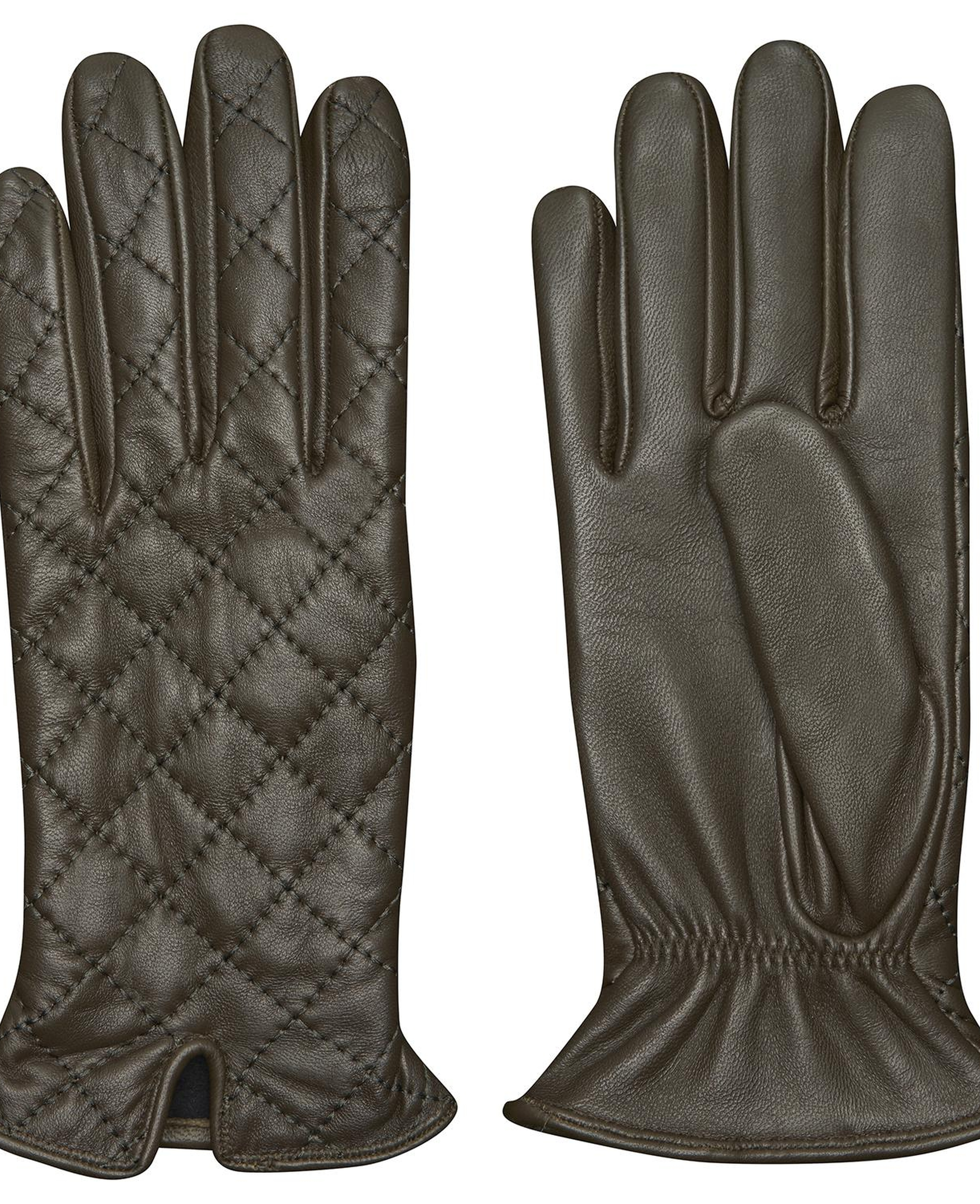 Haki Kadın Kapitone Deri Eldiven