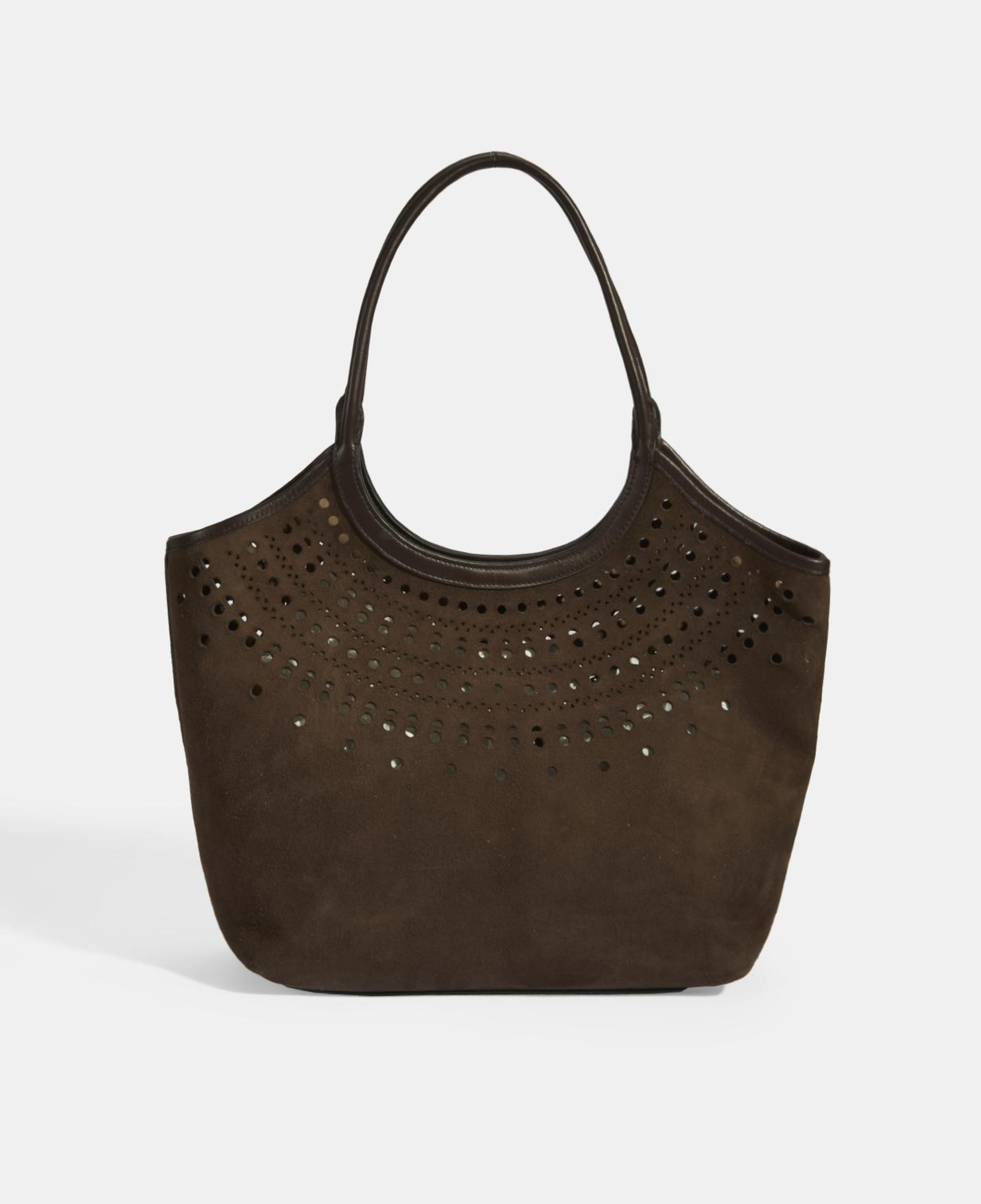 Kadın Kahve Perforeli Süet Omuz Çantası