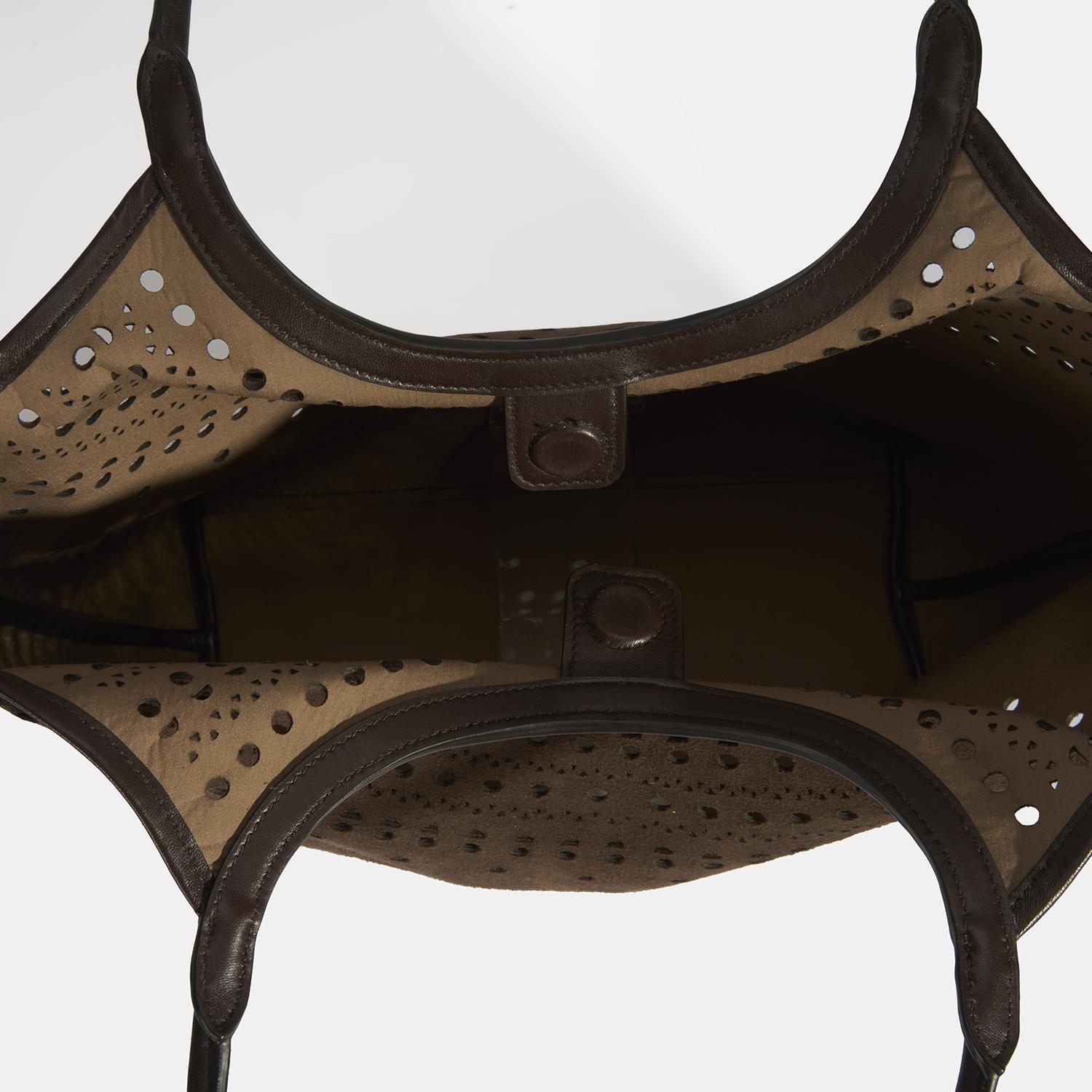 Kadın Kahve Perforeli Süet Omuz Çantası