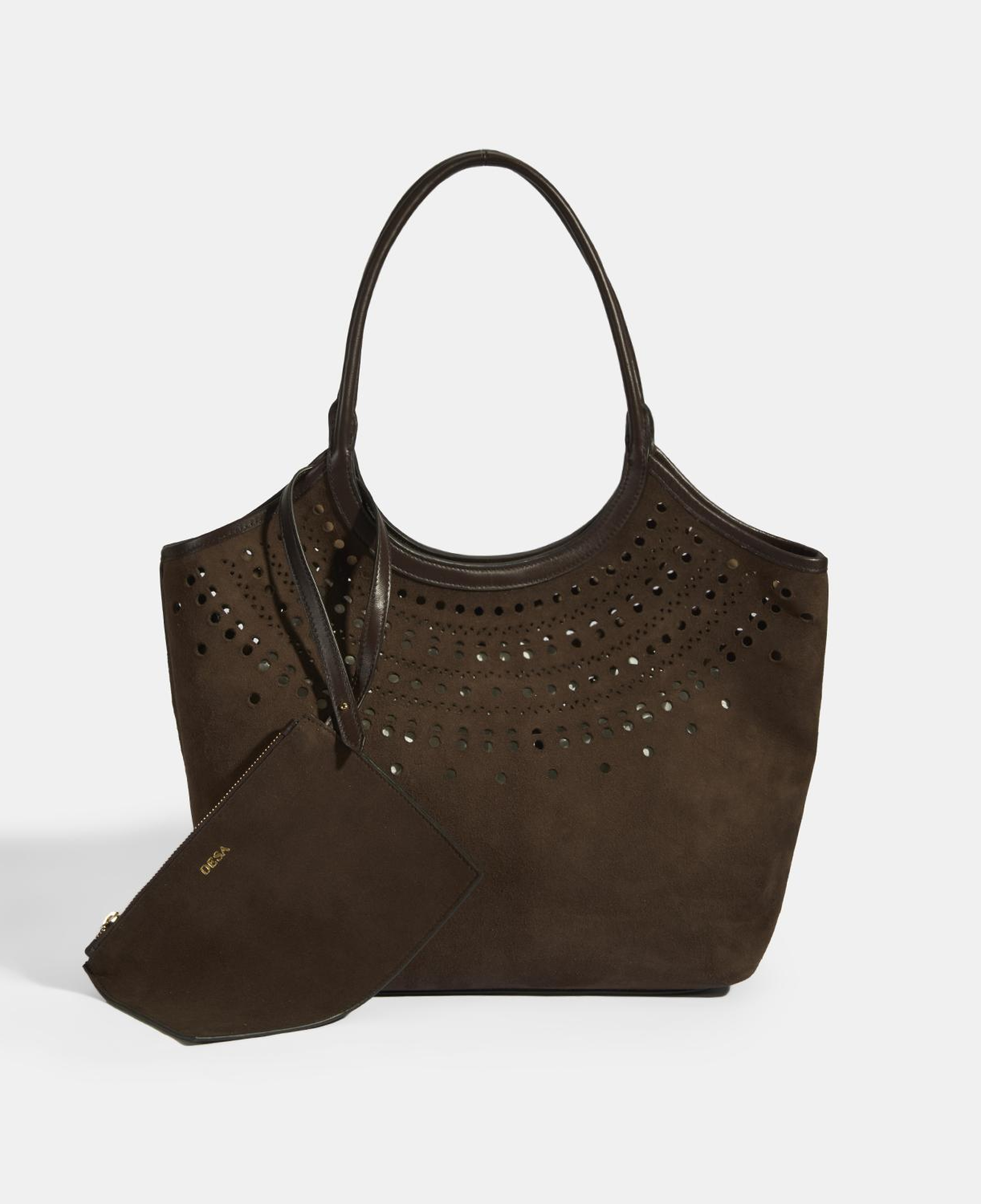 Kadın Kahve Perforeli Süet Omuz Çantası