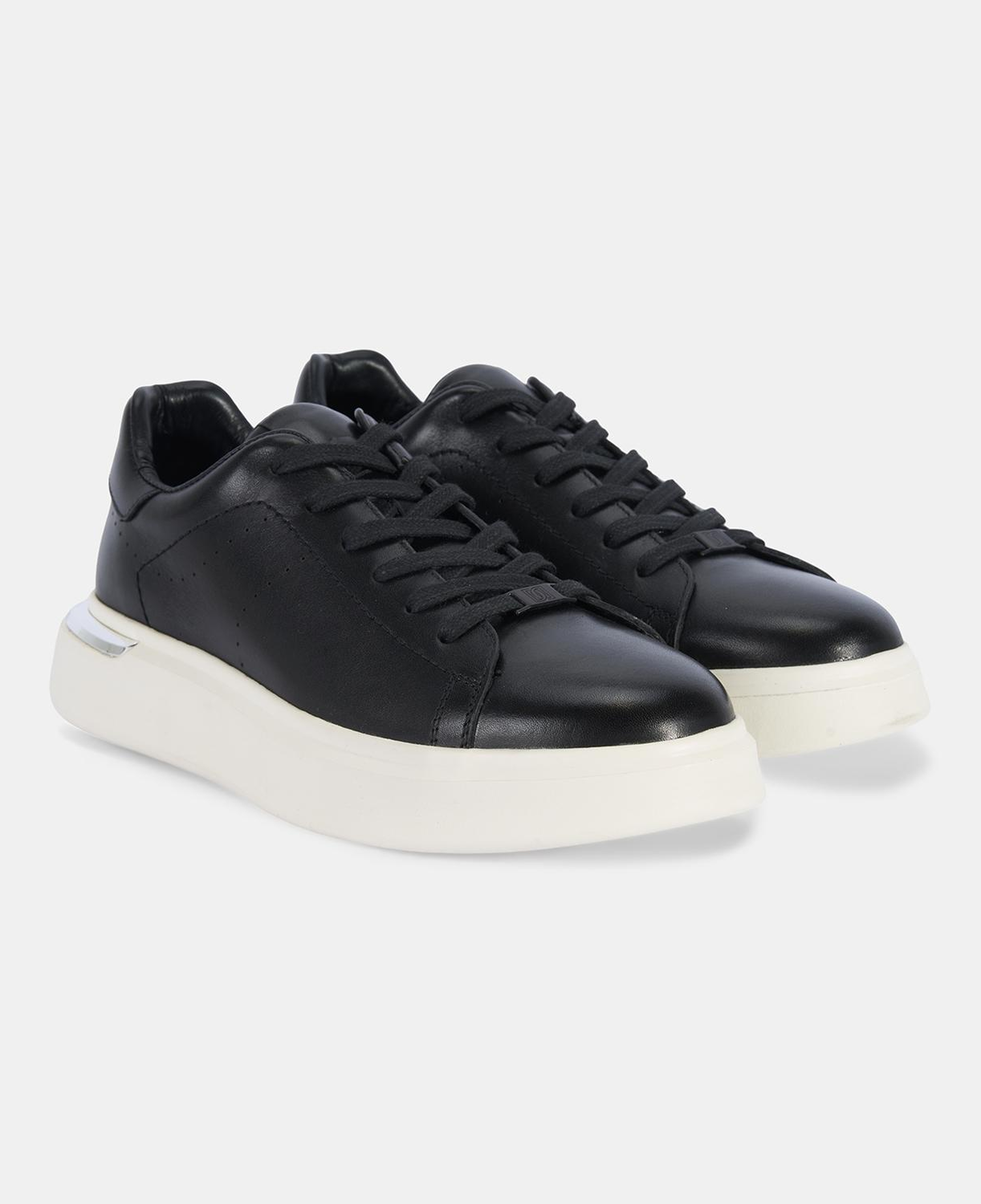 Erkek Siyah DesaComfort Kalın Tabanlı Deri Sneaker